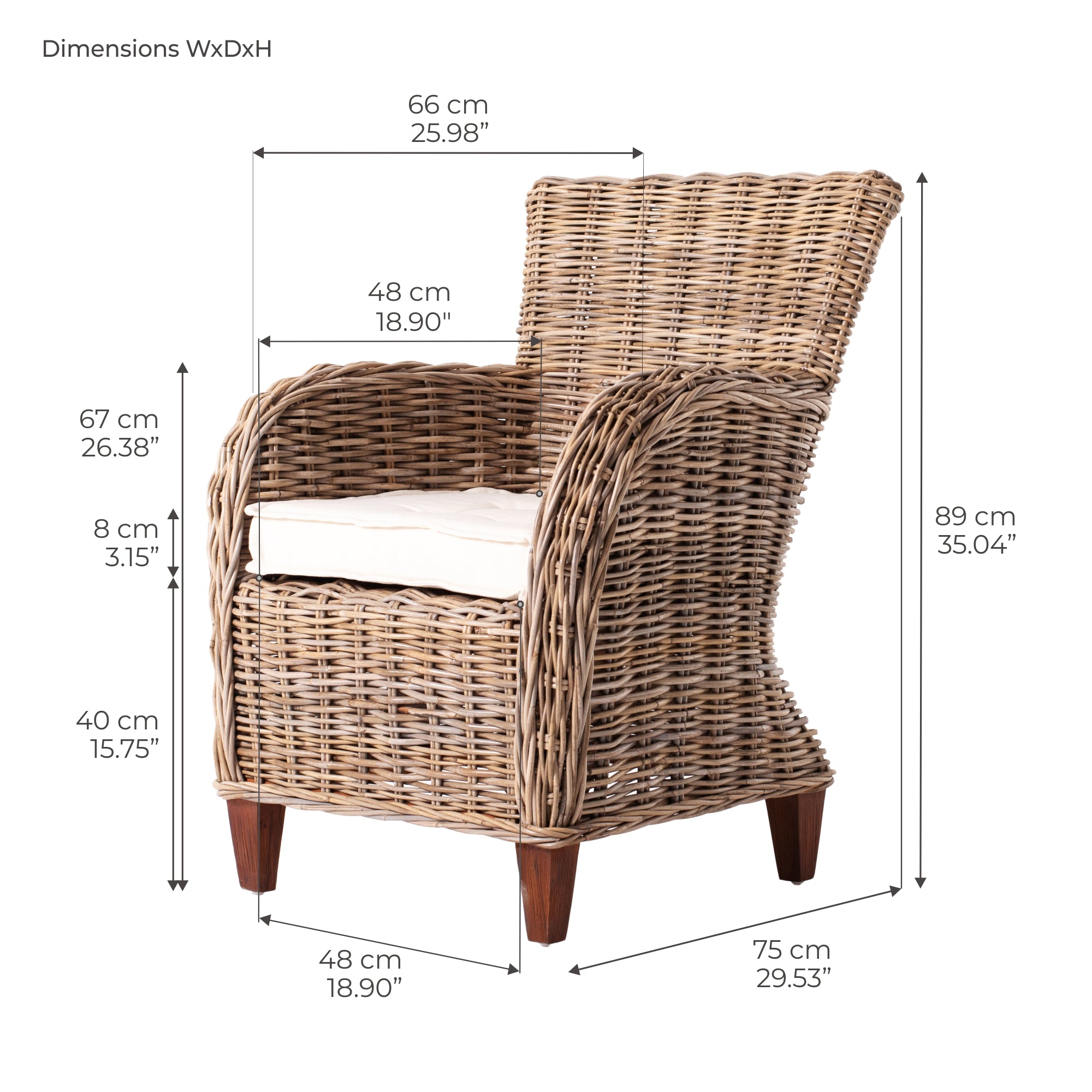 Wickerworks Baroness Chair (Set of 2)