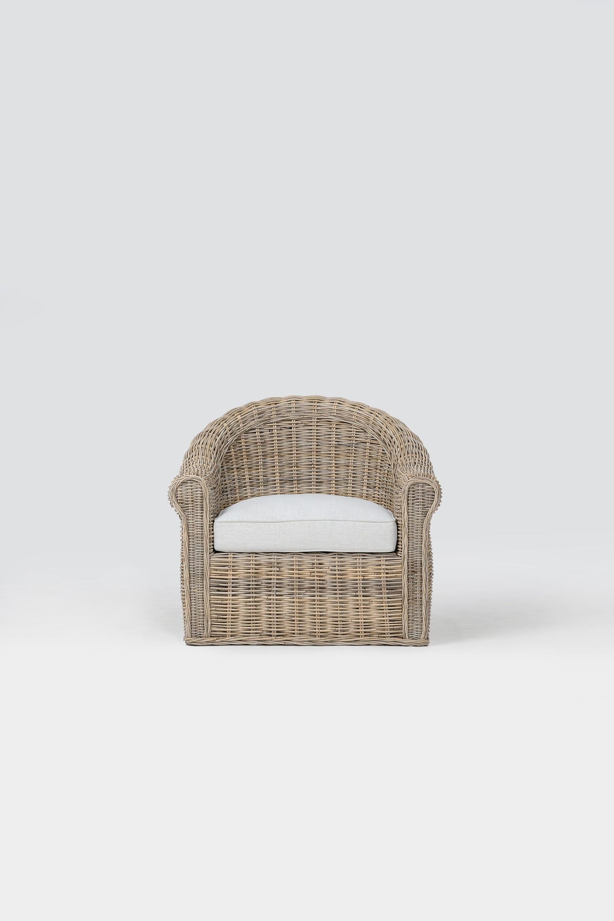 NovaSolo Wickerworks Aegean Chair, Natural Grey, front view on a white background