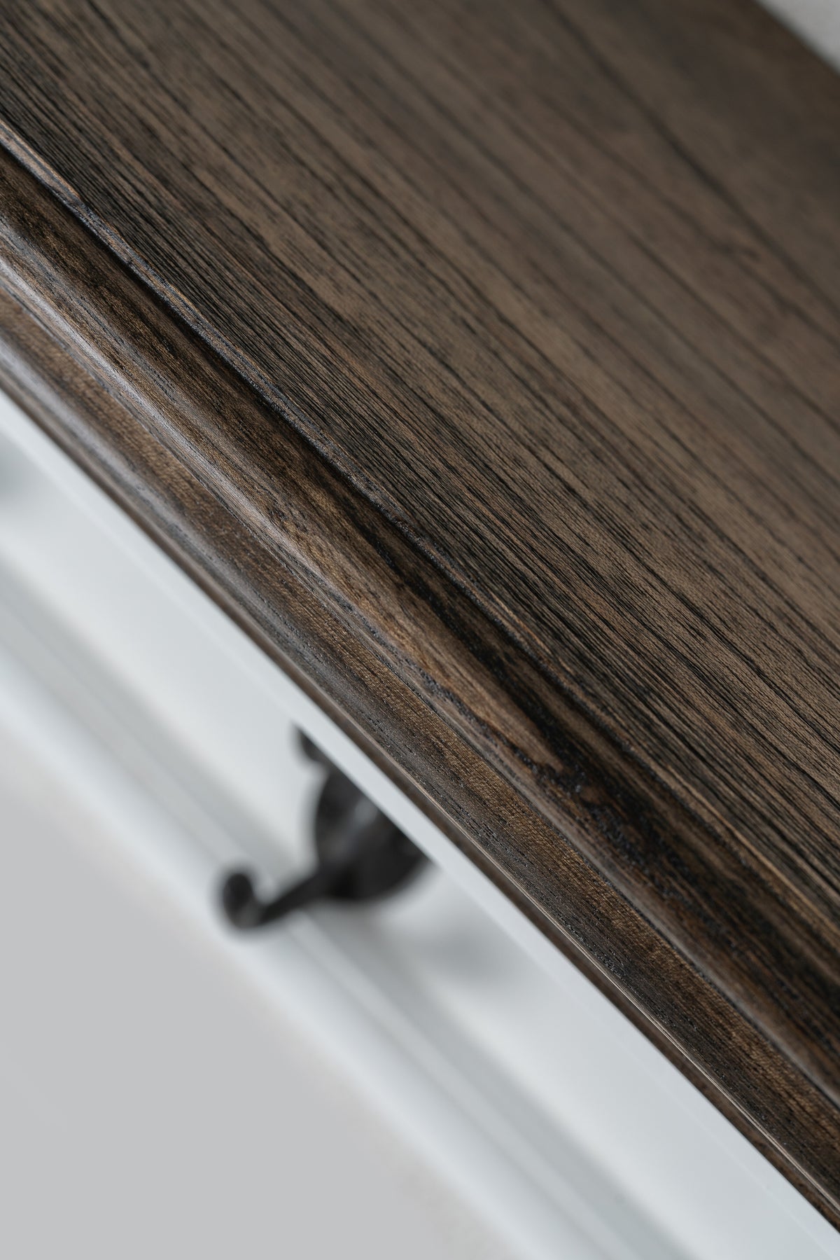 NovaSolo Corfu Provincial Coat Rack with 6 Hooks, Classic White & Dark Brown, close-up detail