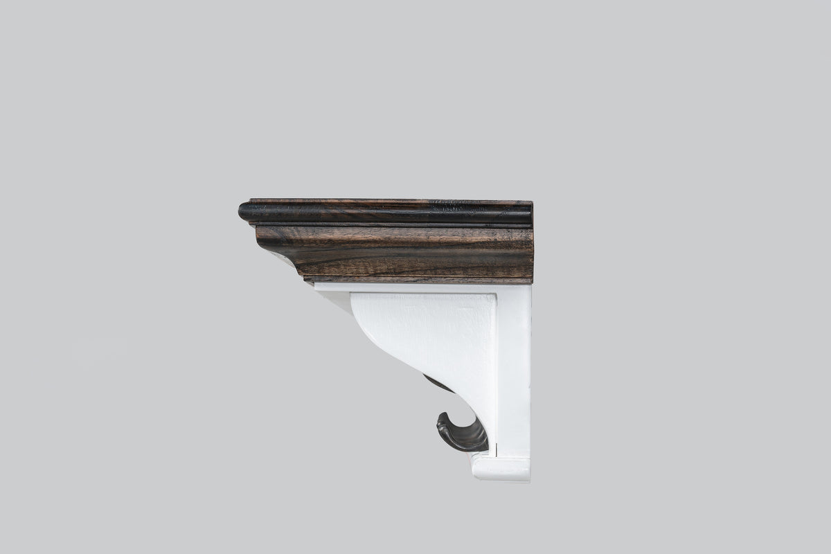 NovaSolo Corfu Provincial Coat Rack with 6 Hooks, Classic White & Dark Brown, studio view