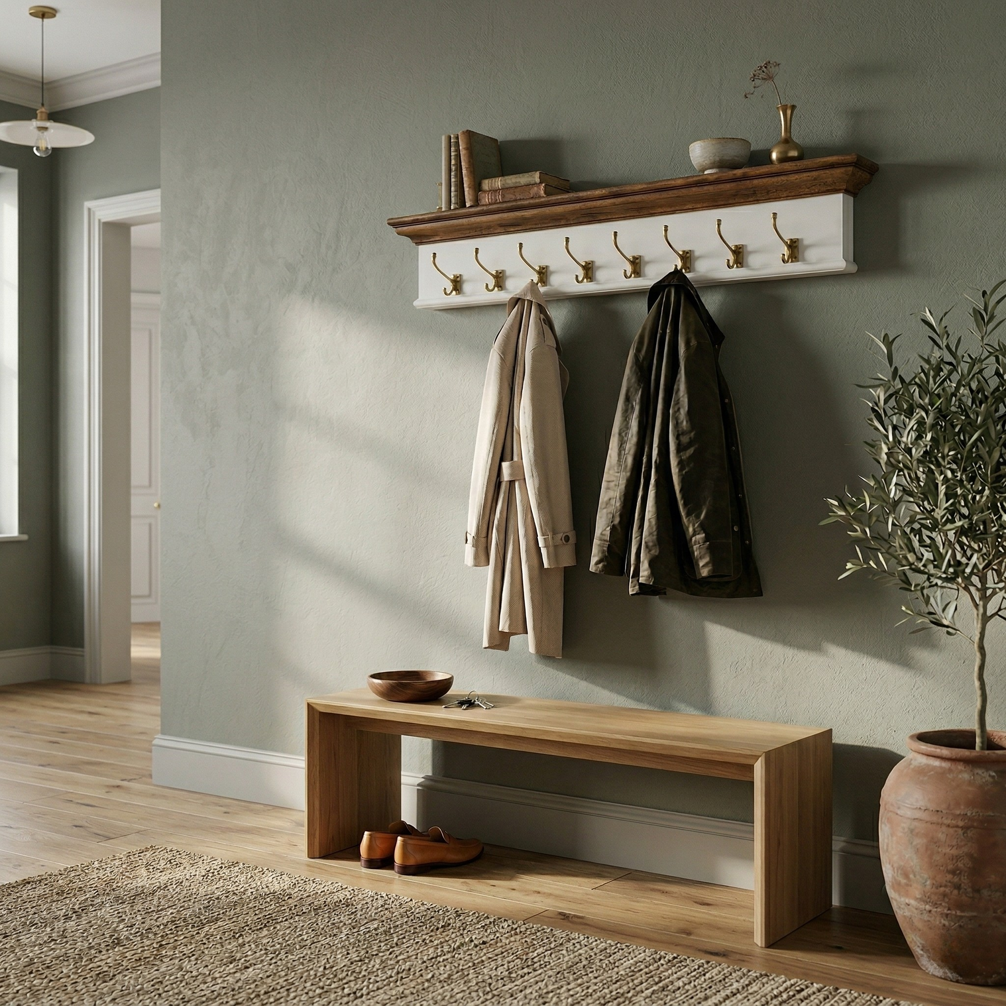 Corfu Coat Rack, Medium Brown