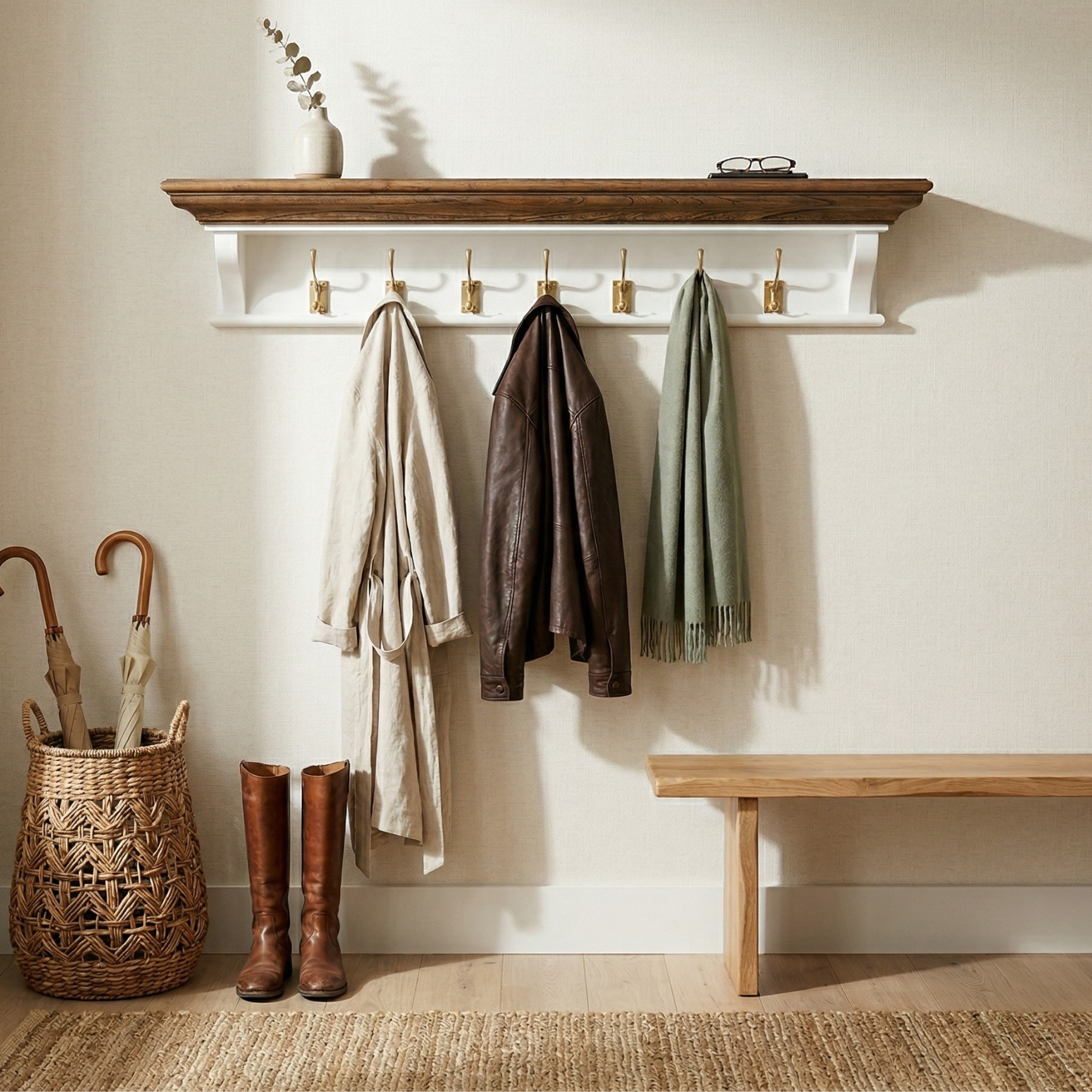 Corfu Provincial Coat Rack, Medium Brown