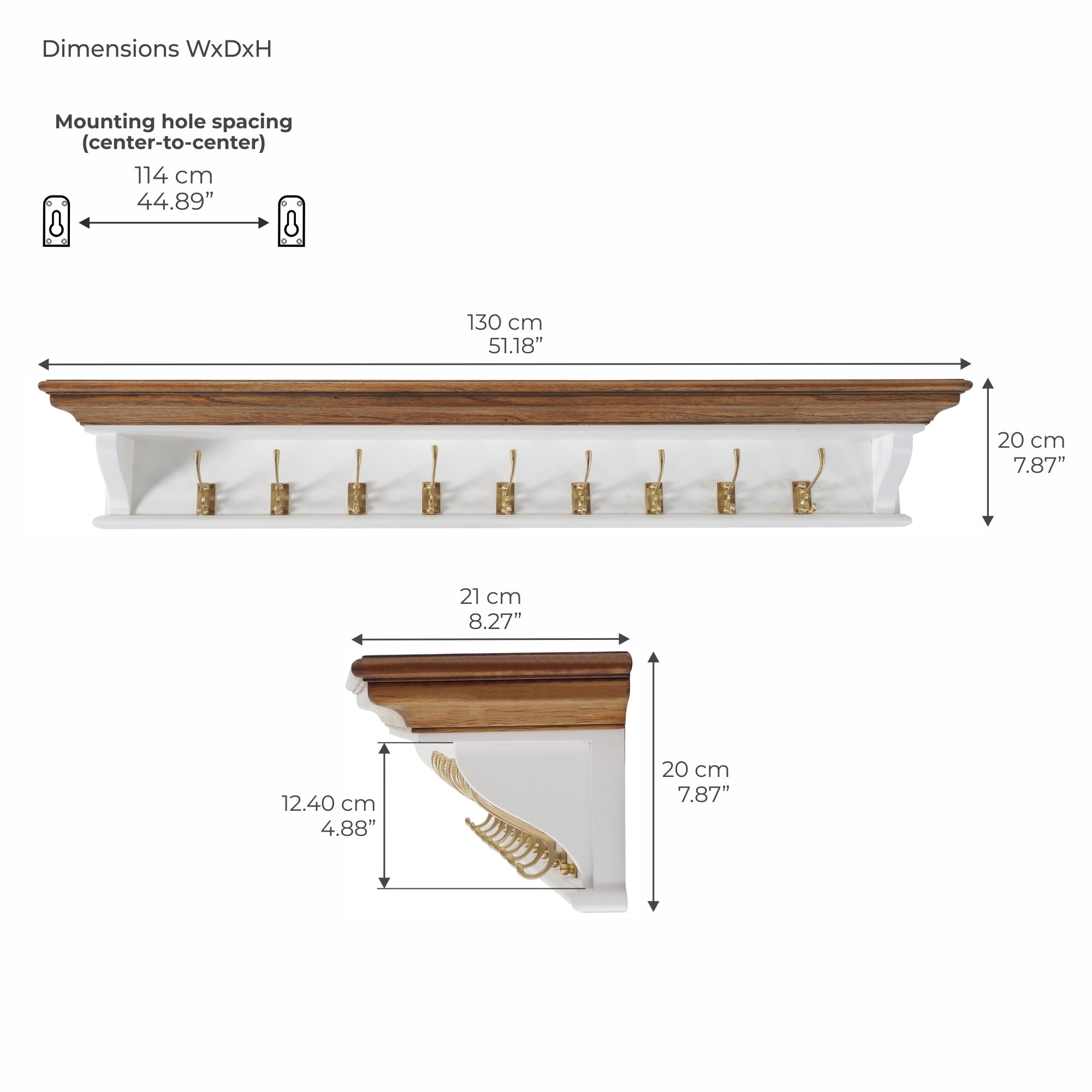 Corfu Provincial Coat Rack, Medium Brown