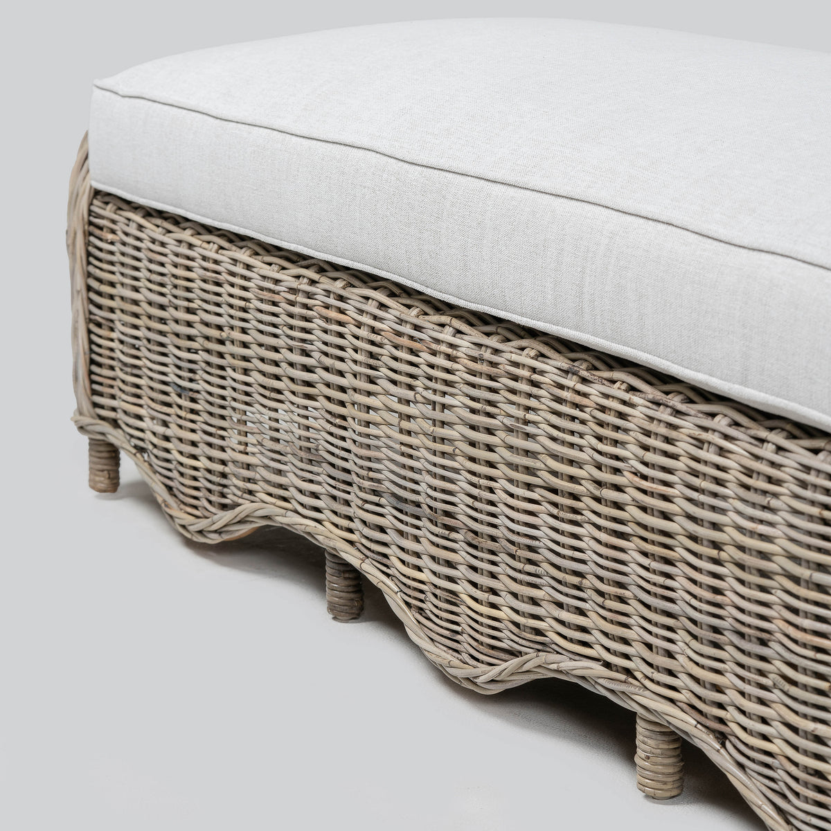 NovaSolo Wickerworks Mistral Bench 68 in, Natural Grey, dimension drawing