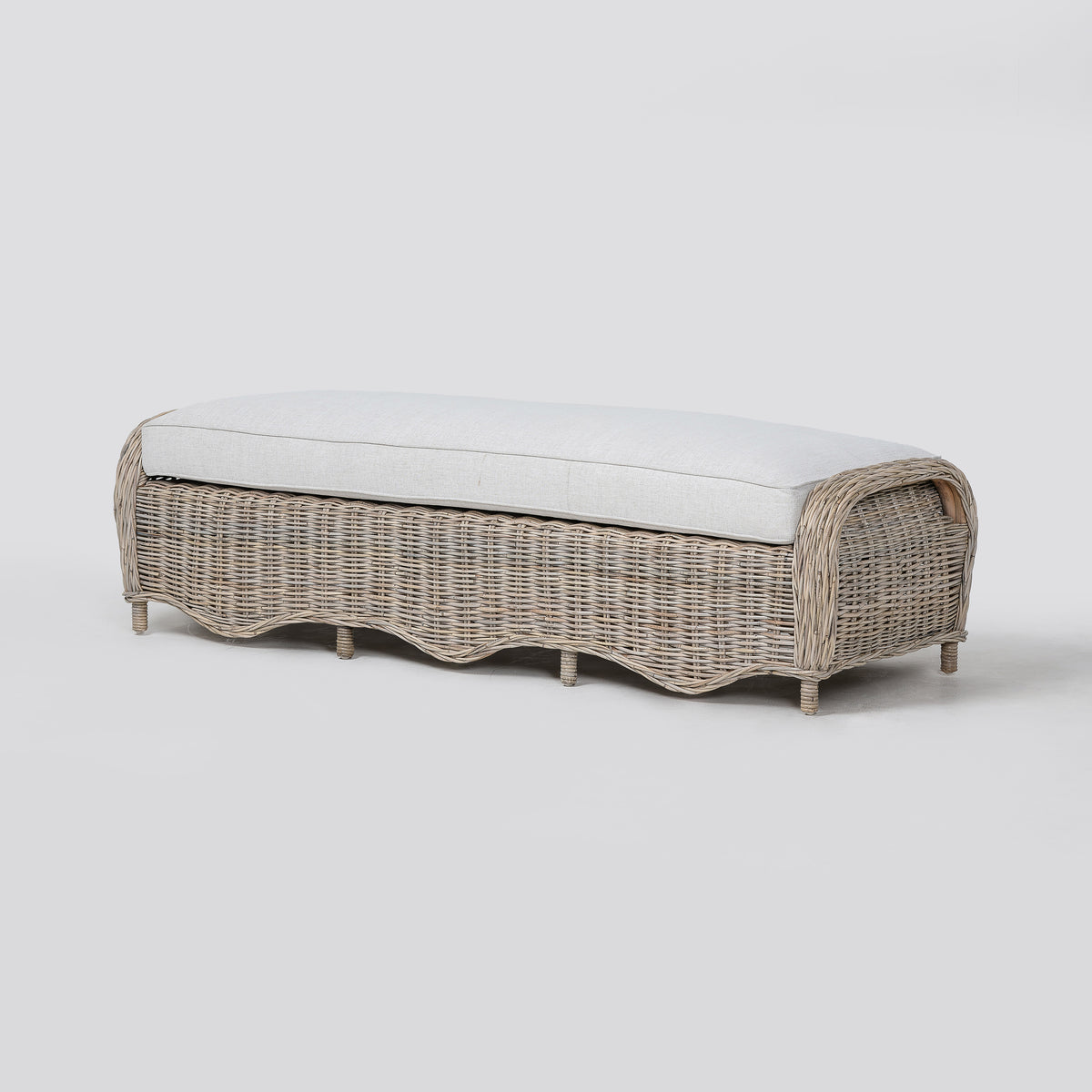 NovaSolo Wickerworks Mistral Bench 68 in, Natural Grey, studio view