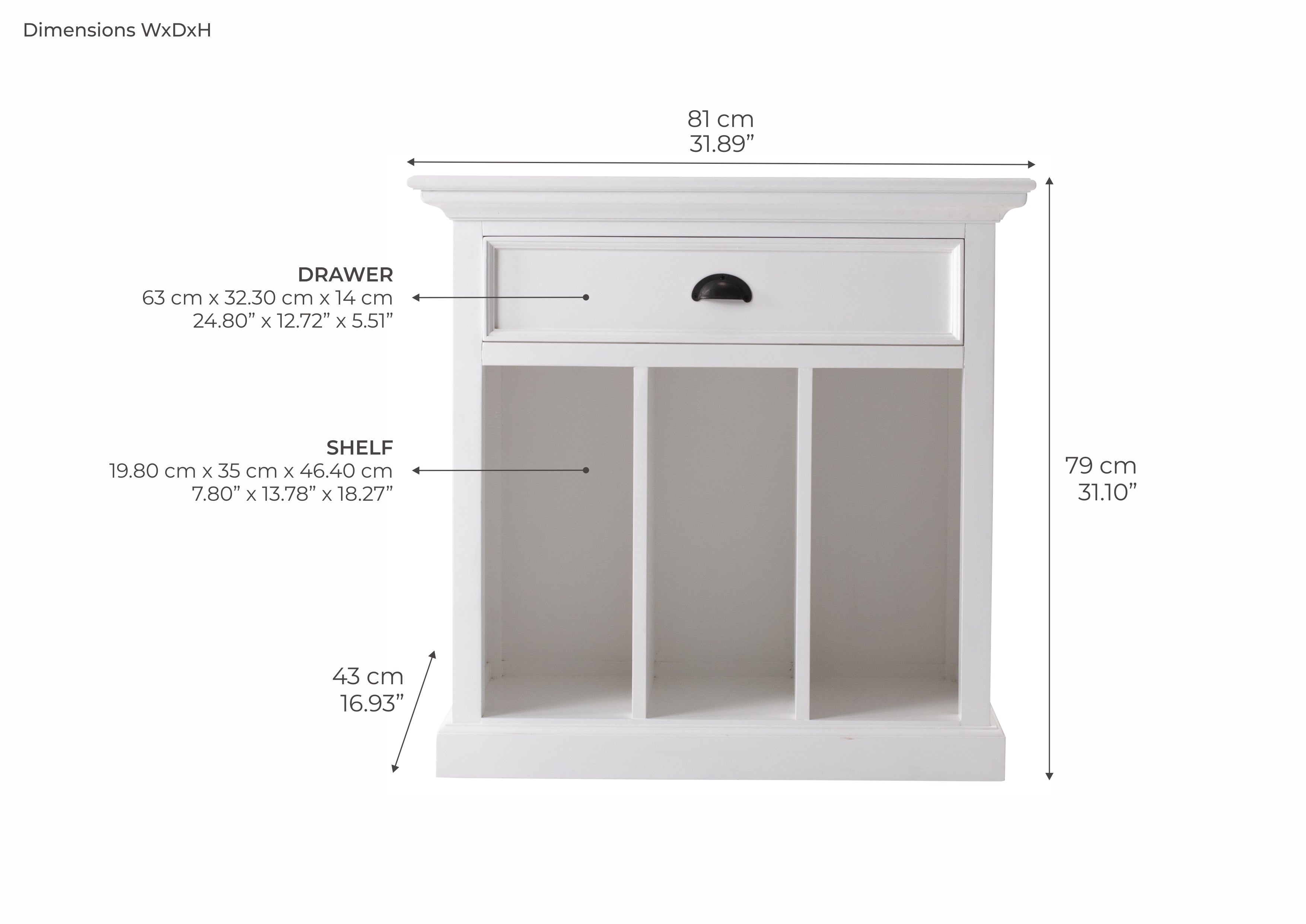 Halifax Grand Bedside Table with Dividers