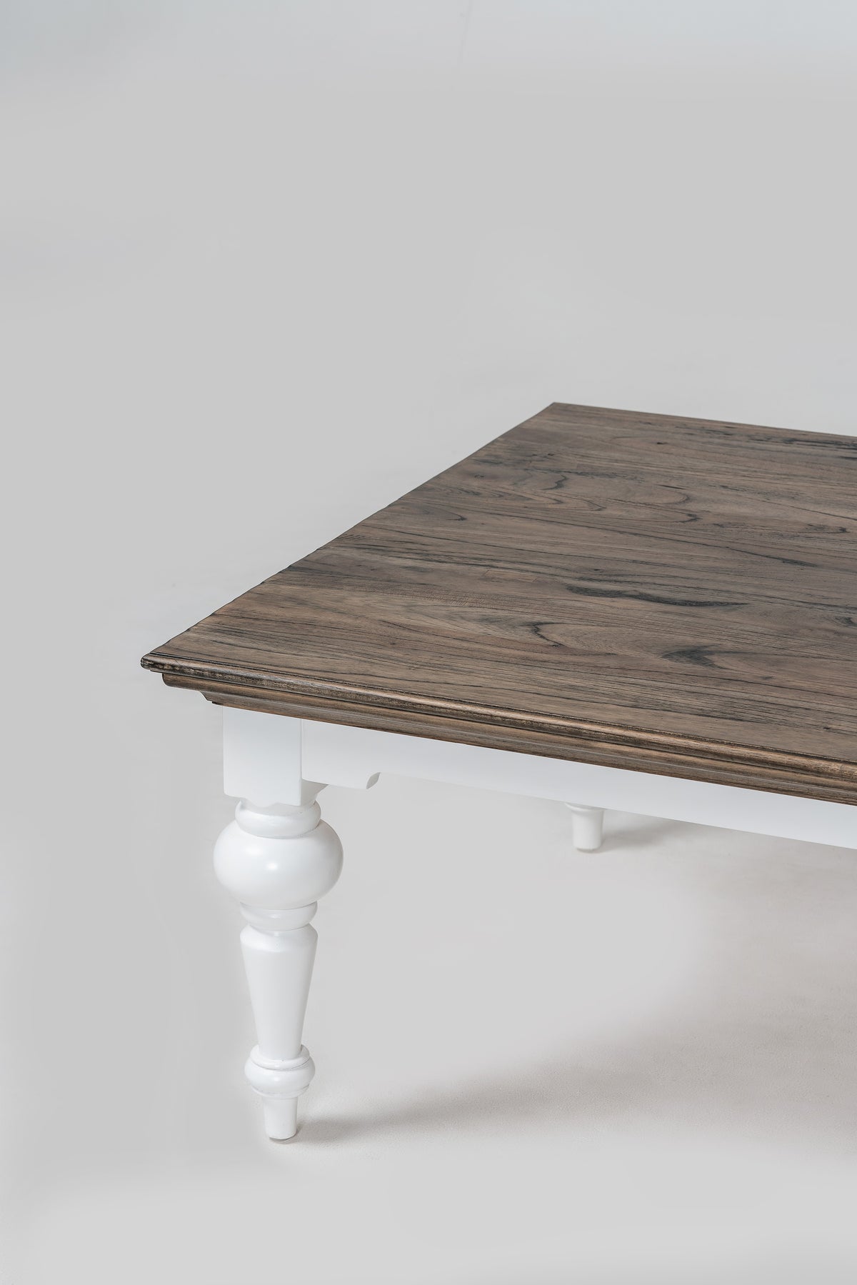 NovaSolo Corfu Provincial Square Coffee Table, Classic White & Dark Brown, close-up detail