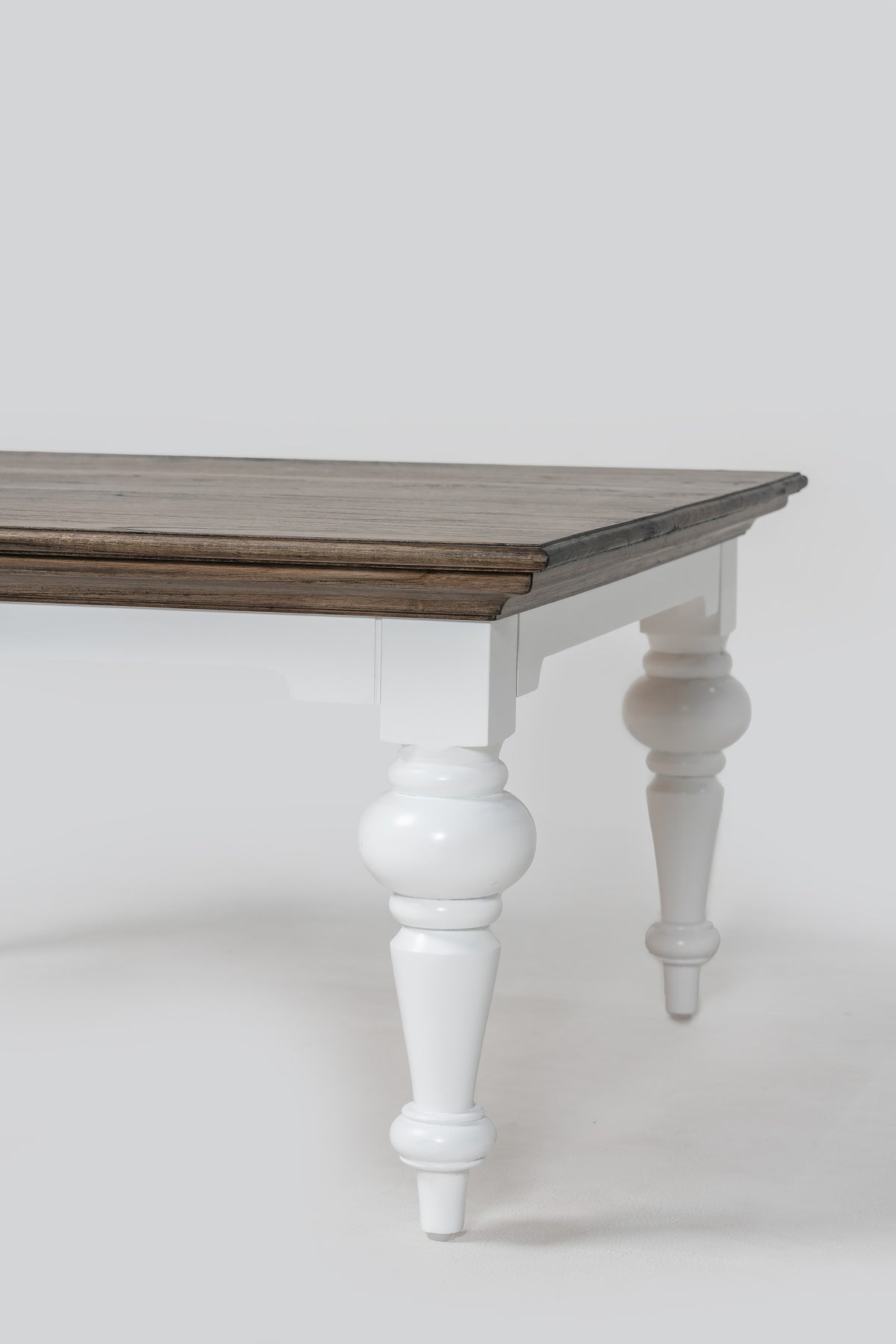 NovaSolo Corfu Provincial Square Coffee Table, Classic White & Dark Brown, close-up detail