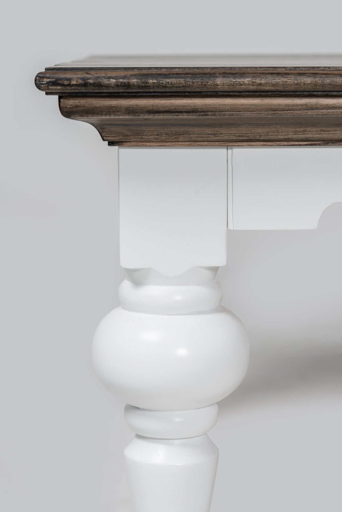 NovaSolo Corfu Provincial Square Coffee Table, Classic White & Dark Brown, close-up detail
