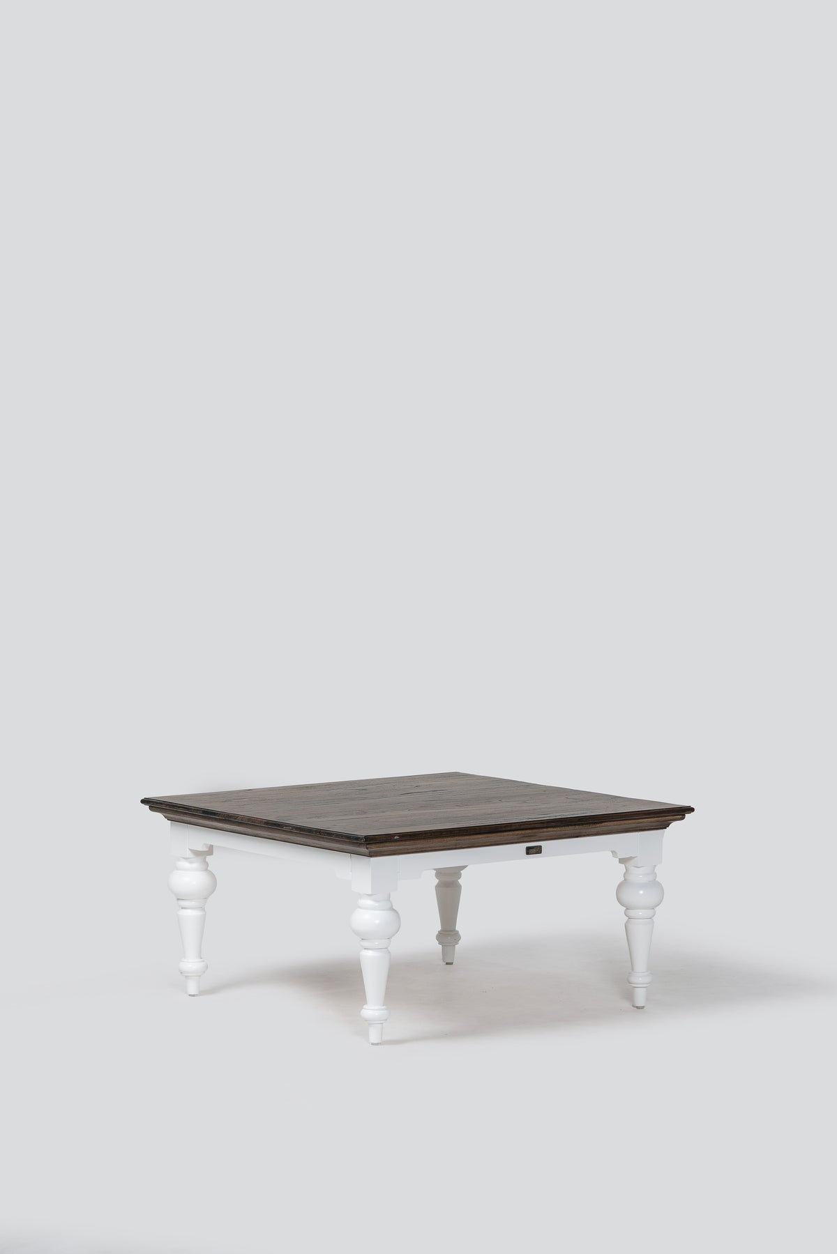 NovaSolo Corfu Provincial Square Coffee Table, Classic White & Dark Brown, studio view