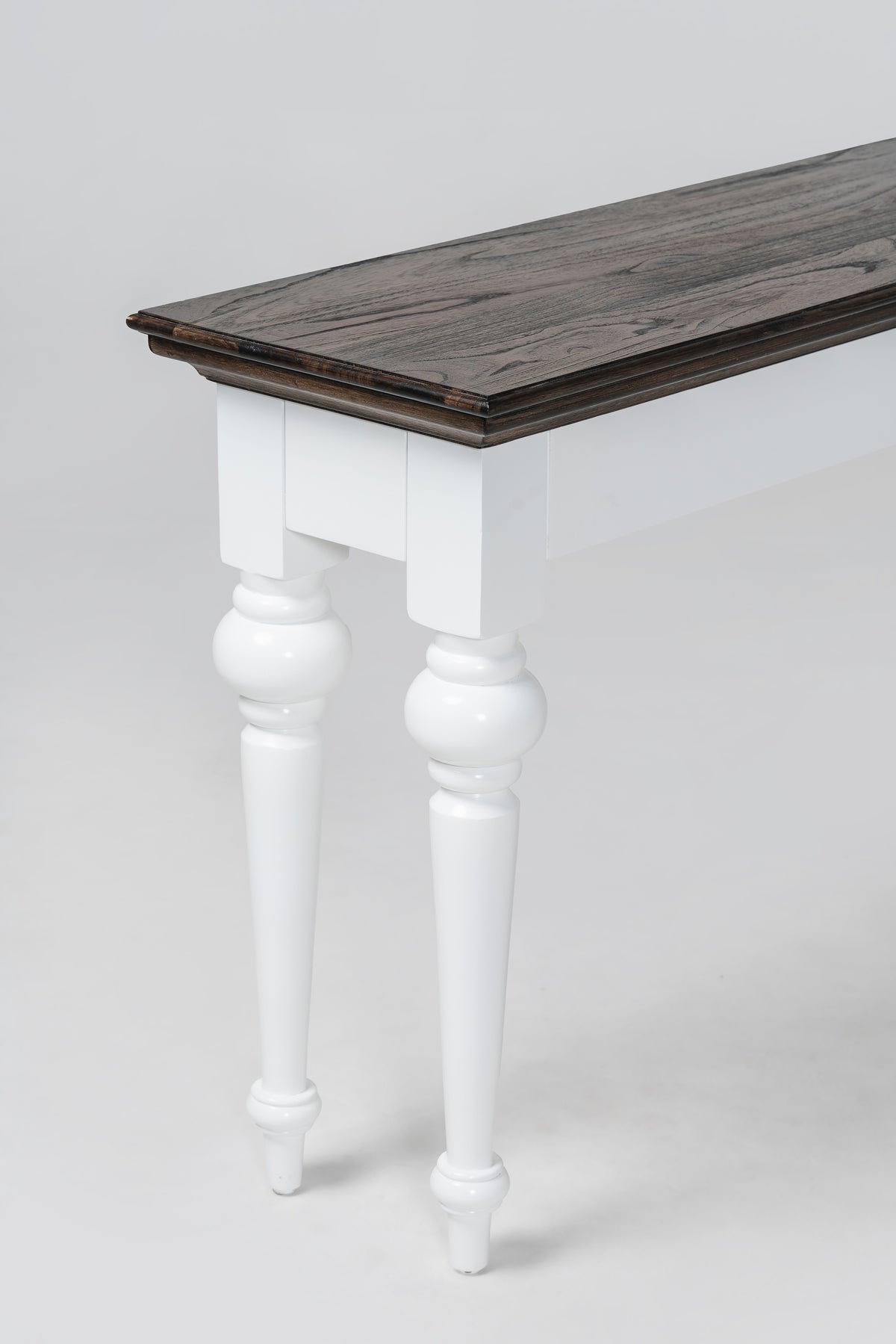 NovaSolo Corfu Console Table with 2 Drawers, Classic White & Dark Brown, close-up detail