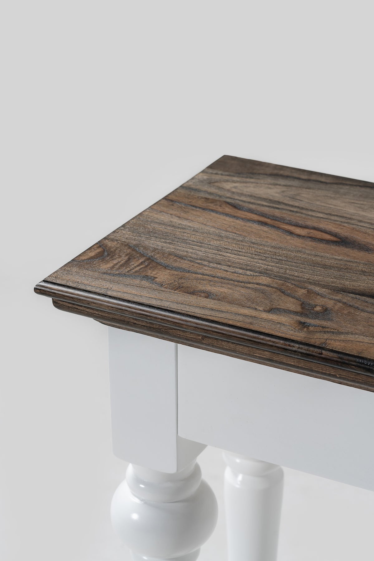 NovaSolo Corfu Console Table with 2 Drawers, Classic White & Dark Brown, close-up detail