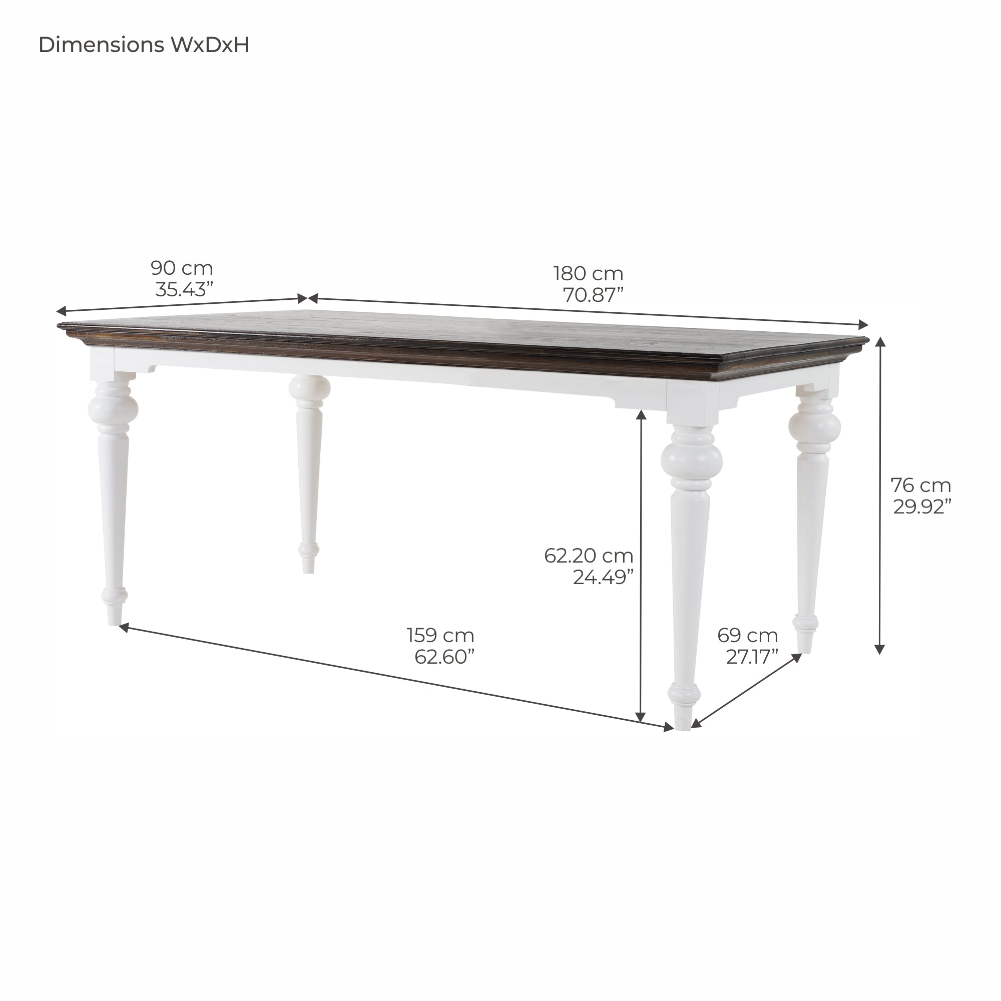 Corfu Provincial Dining Table, Dark Brown