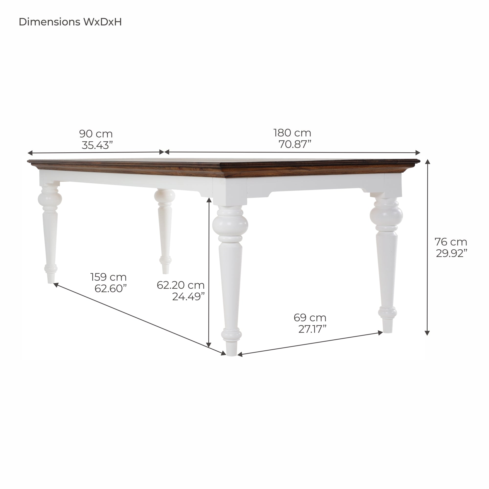 Corfu Provincial Dining Table, Medium Brown