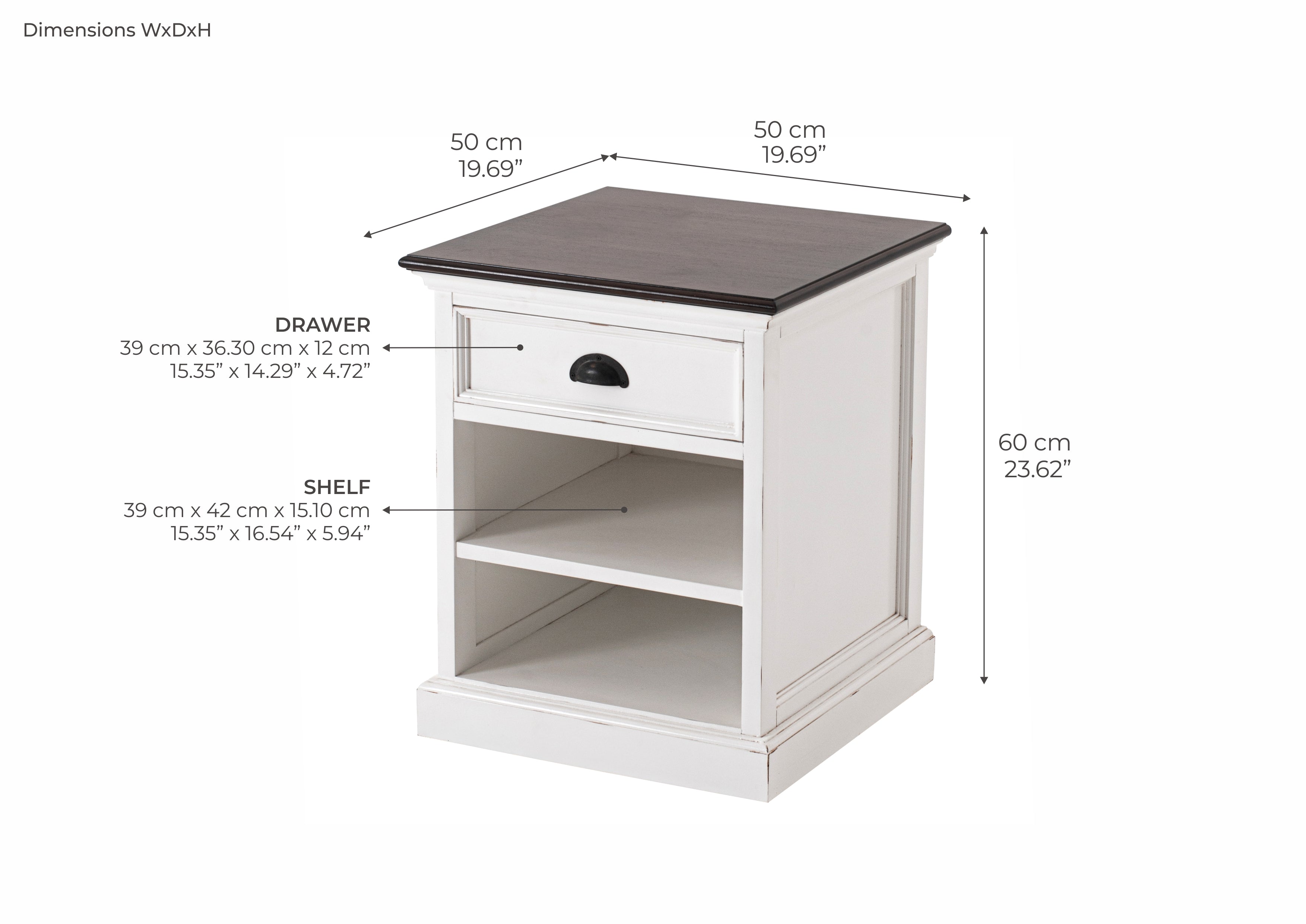 Halifax Accent Bedside Table with Shelves