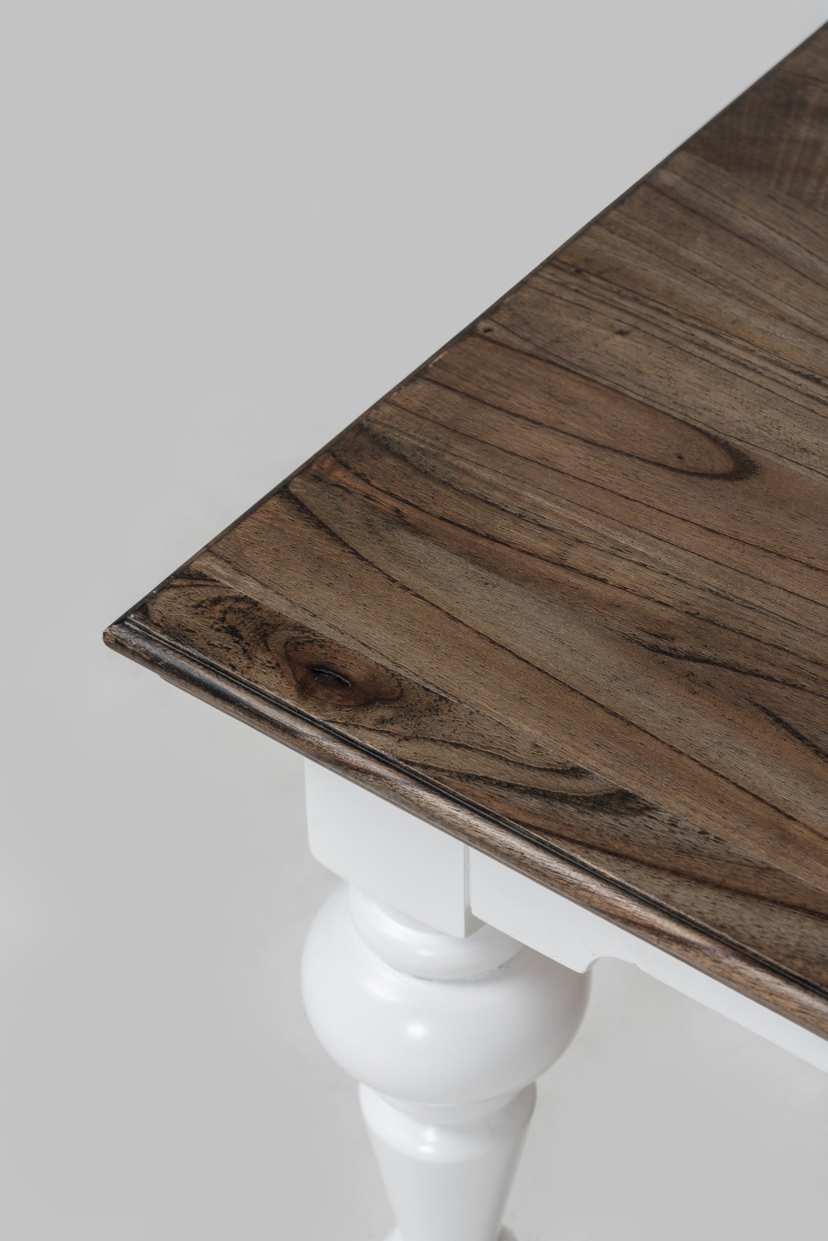NovaSolo Corfu Provincial Rectangular Coffee Table, Classic White & Dark Brown, close-up detail