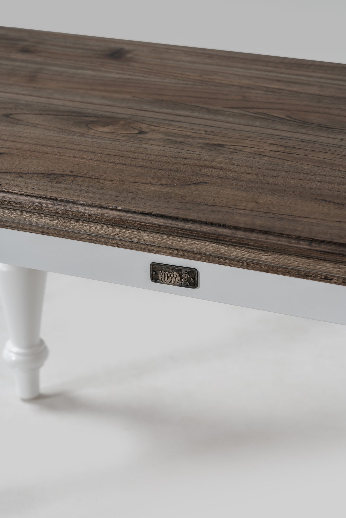 NovaSolo Corfu Provincial Rectangular Coffee Table, Classic White & Dark Brown, close-up detail