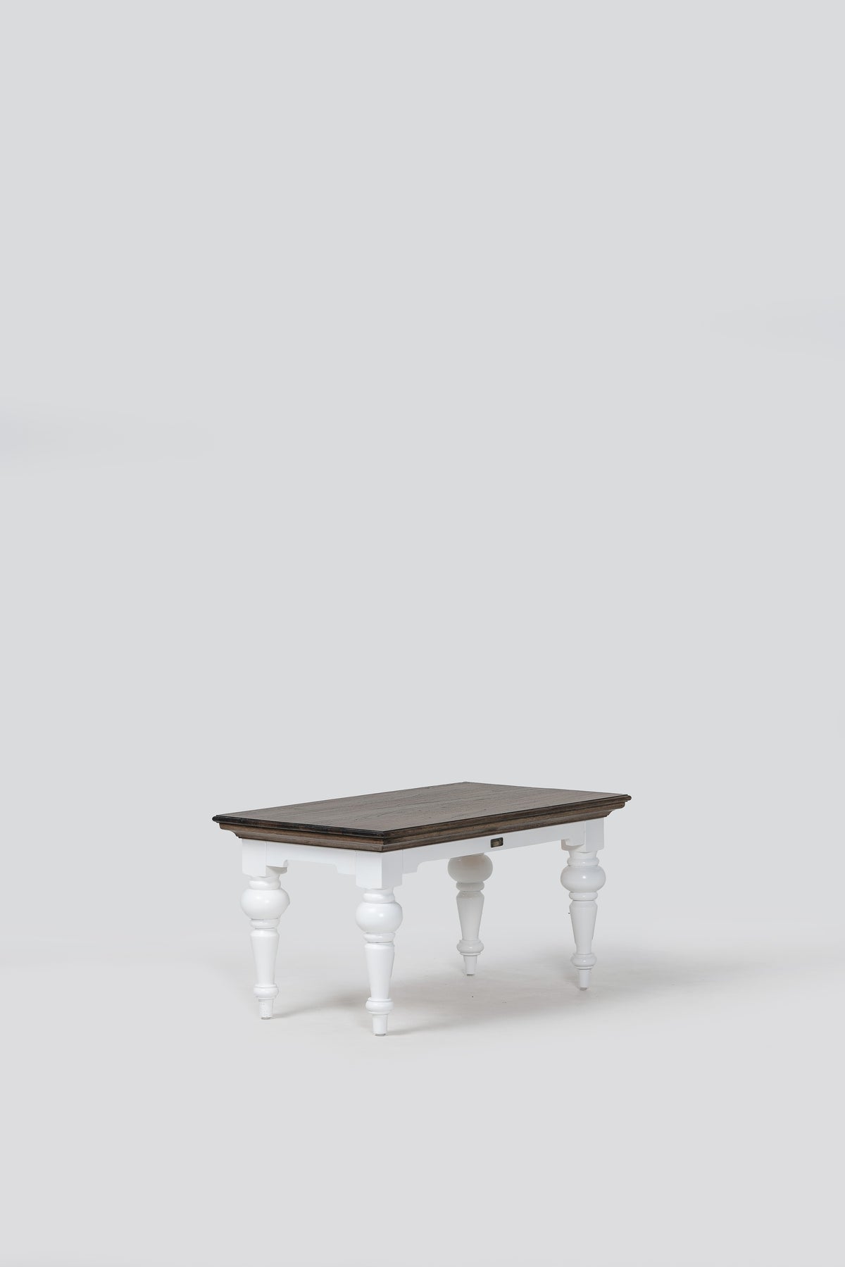 NovaSolo Corfu Provincial Rectangular Coffee Table, Classic White & Dark Brown, studio view