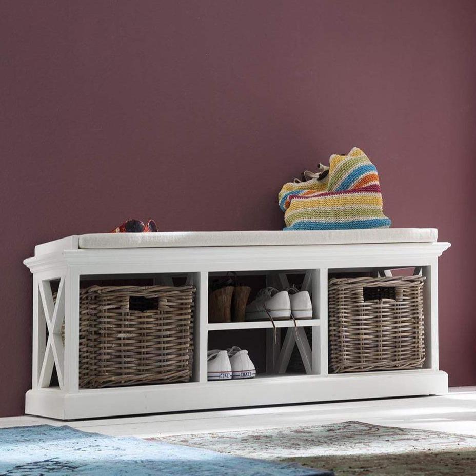 Halifax Bench Seat With Cushion - White-Bench-Novasolo-I Wanna Go Home