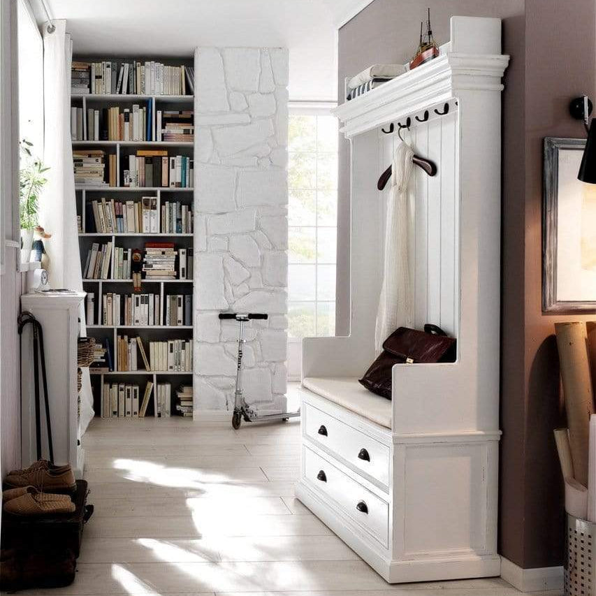Halifax Coat Hanger Unit With Drawers - White-Hall Tree-by NovaSolo-I Wanna Go Home