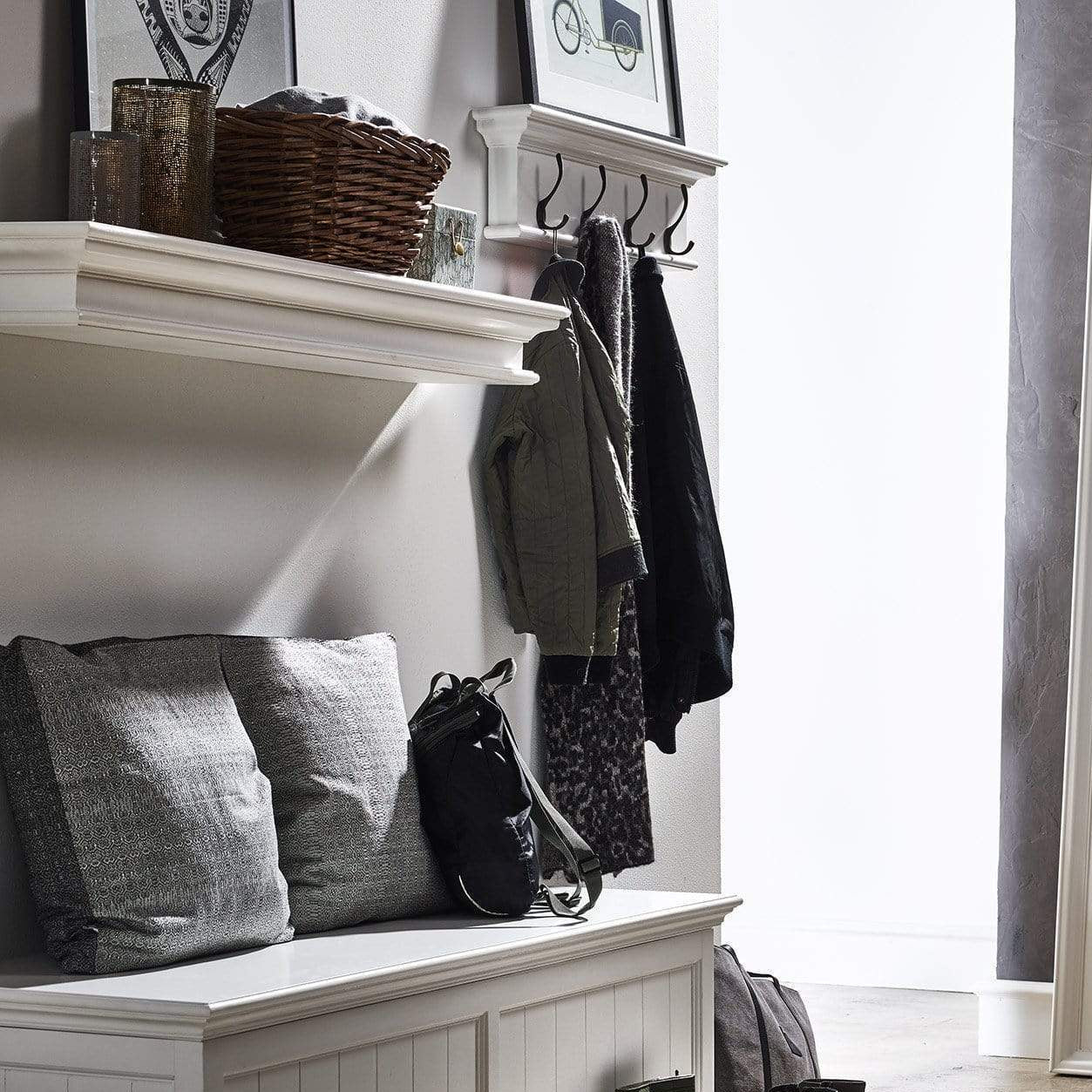 Halifax Coat Hanger Wall Unit 4 Hooks - White-Coat Rack-by NovaSolo-I Wanna Go Home