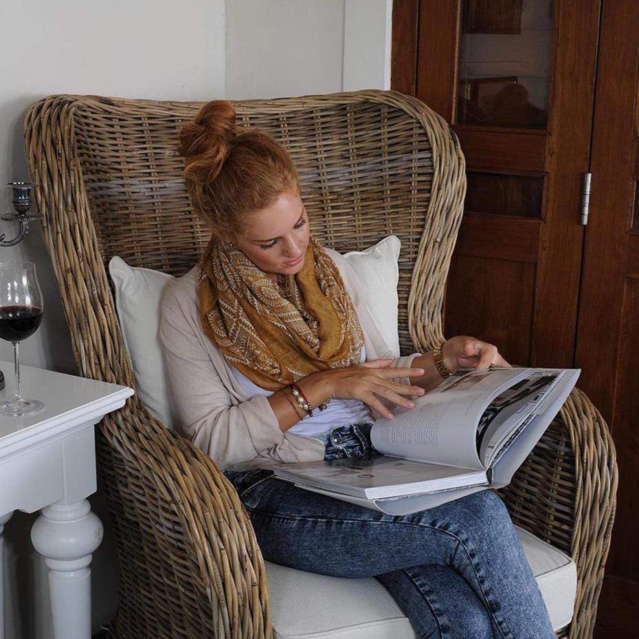 King Kubu Rattan Arm Chair With Cushion-Chair-Novasolo-I Wanna Go Home