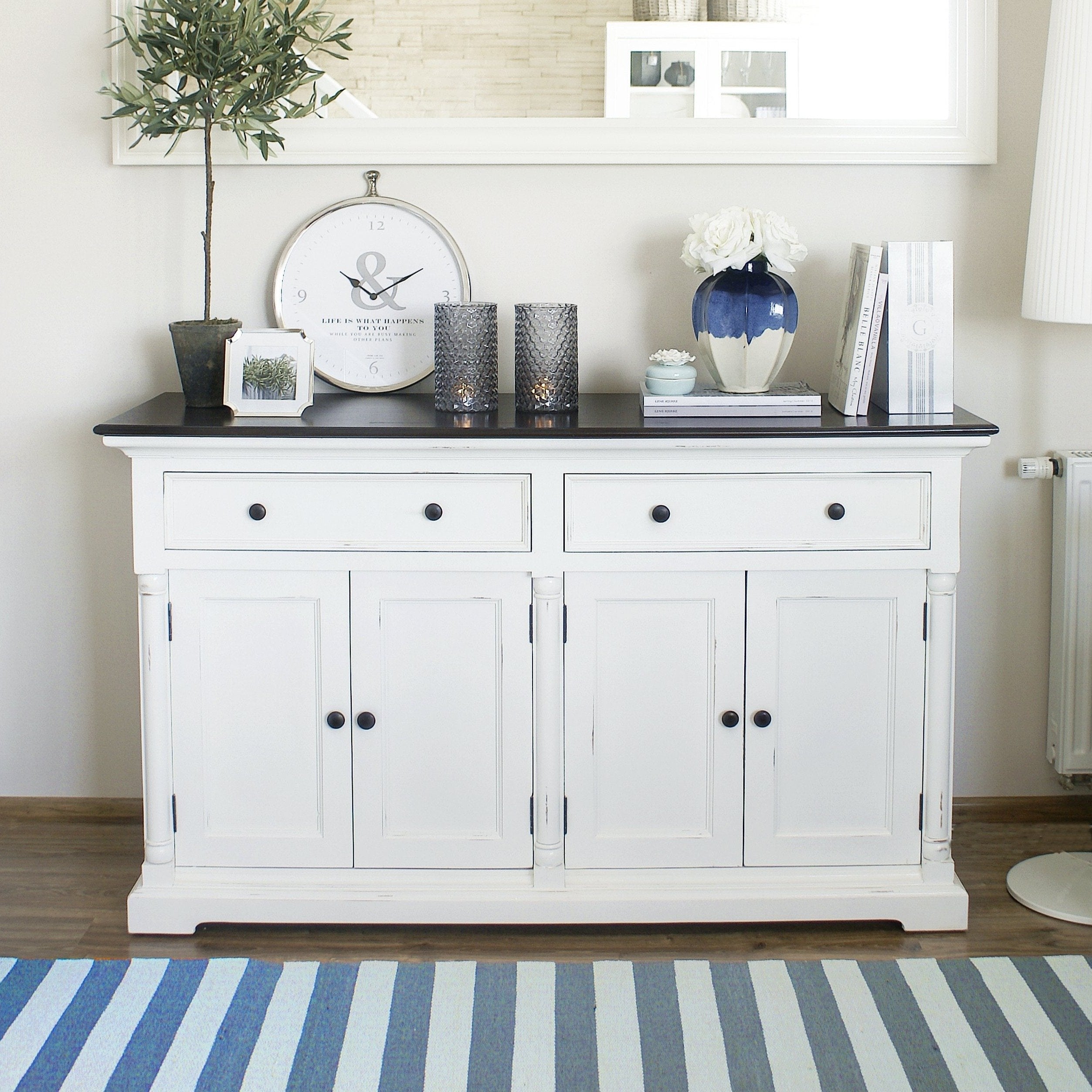 Provence Accent Buffet - White With Dark Brown Top-Buffet-Novasolo-I Wanna Go Home