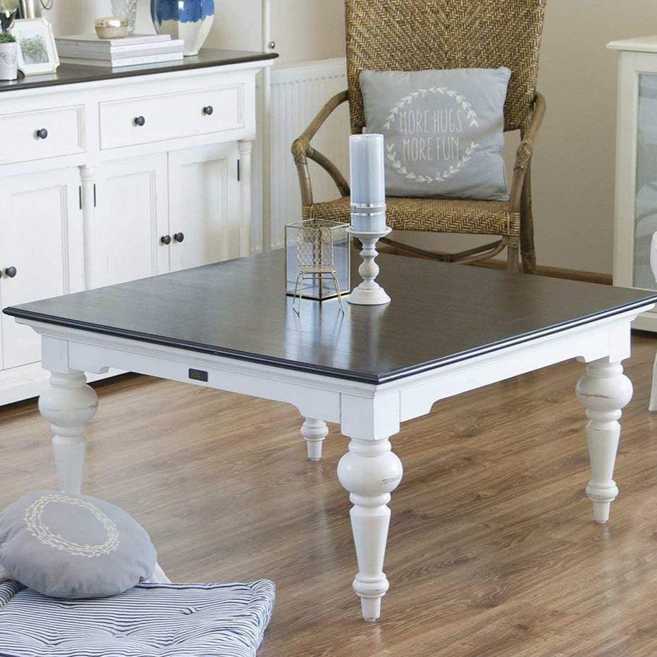 Provence Square Coffee Table - White with Dark Brown Top-Coffee Table-Novasolo-I Wanna Go Home