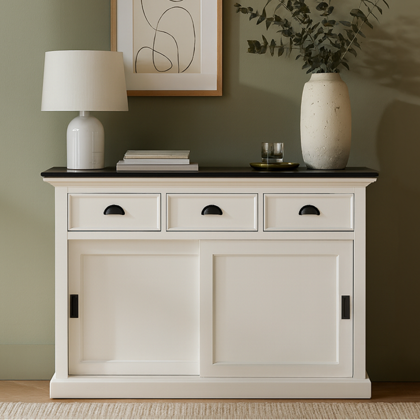 Halifax Contrast Buffet - White with Black Top