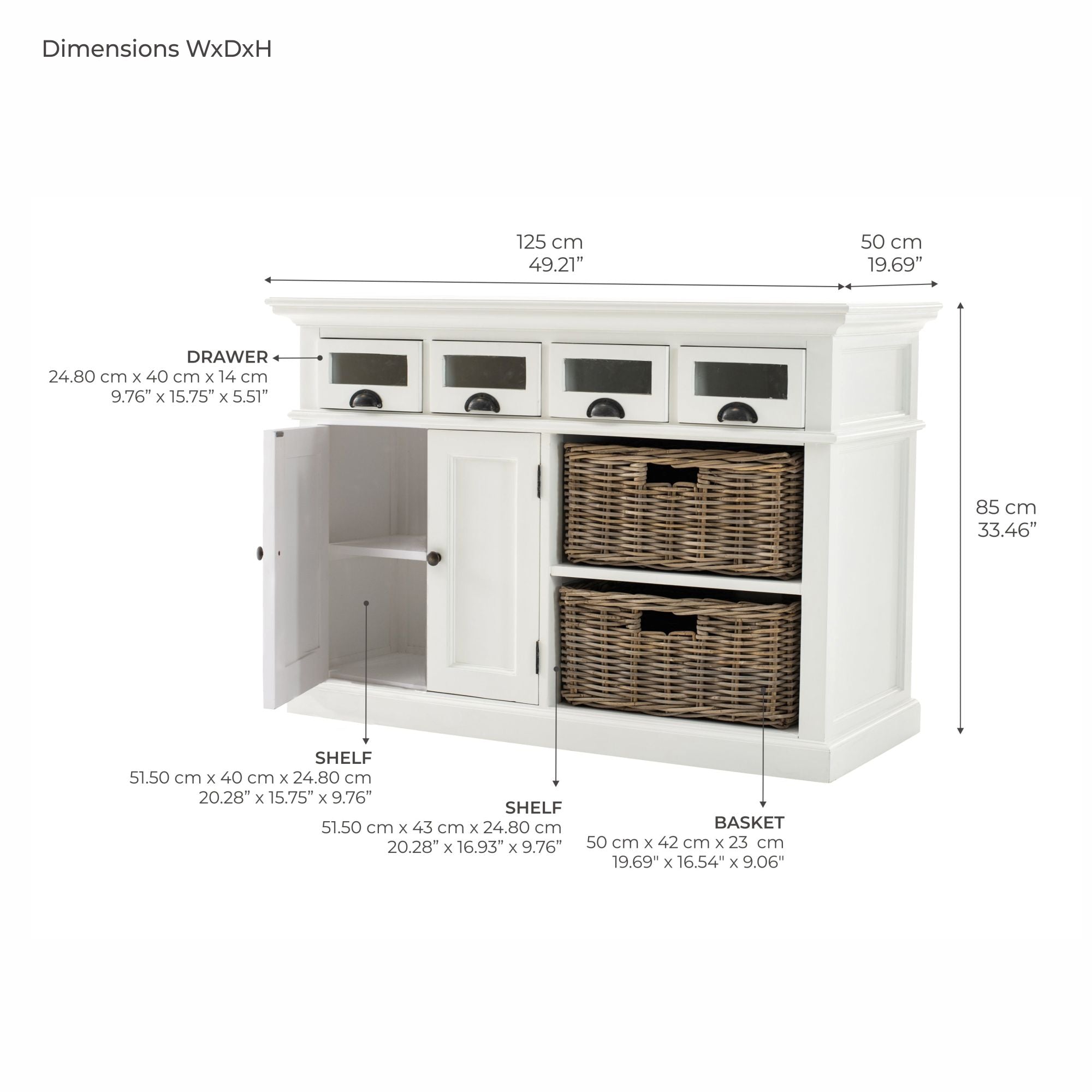 Halifax Dining Buffet with Basket Set 49''