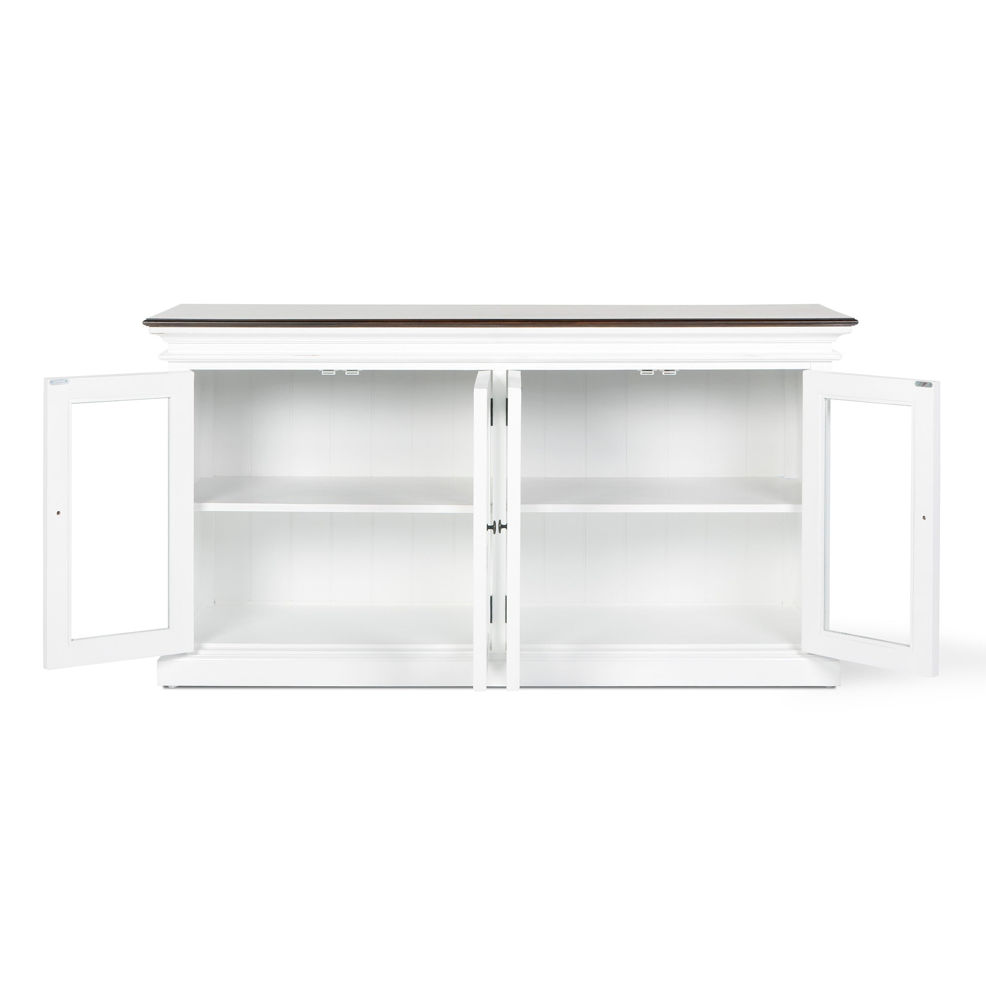 NovaSolo Mahogany Wood Display Buffet with 4 Glass Doors | Coastal