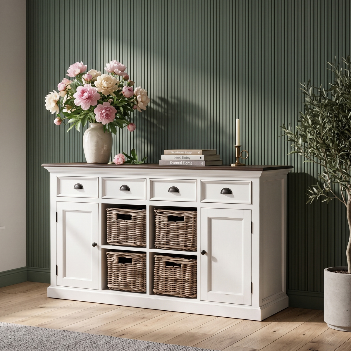 Halifax Large Accent Buffet with 4 Baskets 63''
