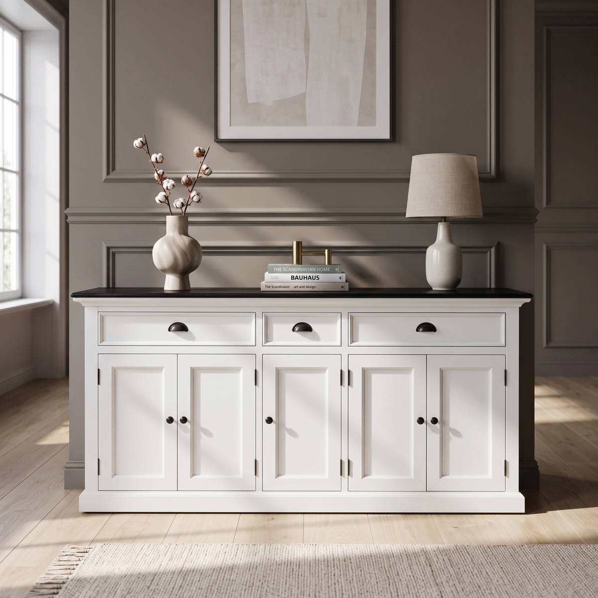 Halifax Contrast Large Buffet 5 Doors 3 Drawers 71''