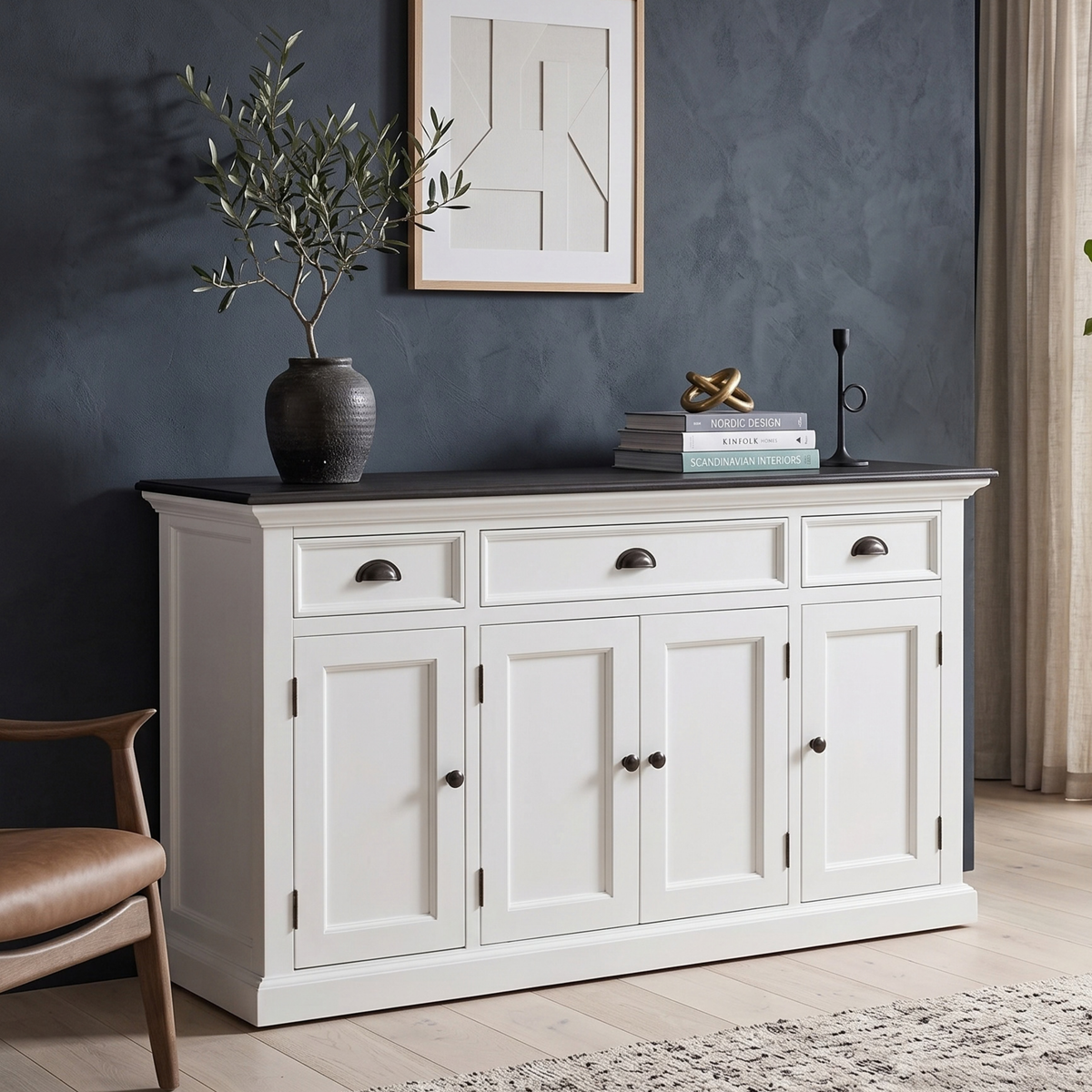 Halifax Contrast Buffet with 4 Doors 3 Drawers 57''
