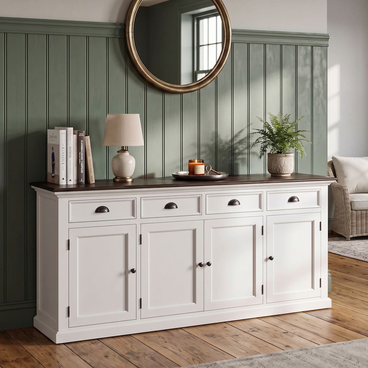Halifax Contrast Large Buffet 4 Doors 4 Drawers 79''