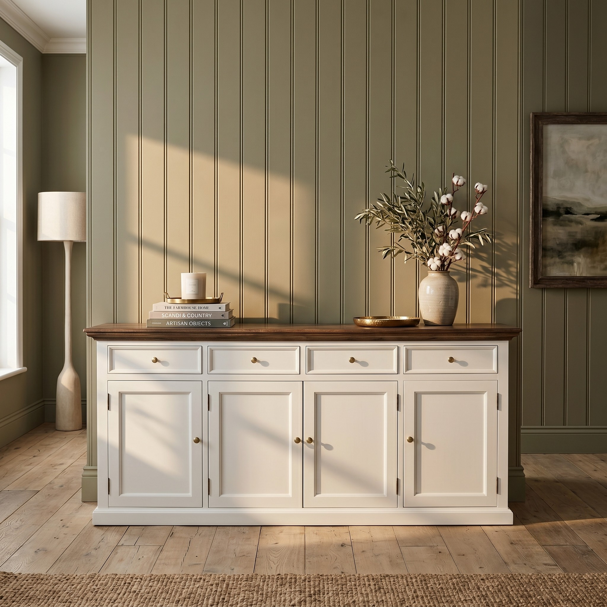 Corfu Large Buffet 4 Doors 4 Drawers 79'', Medium Brown