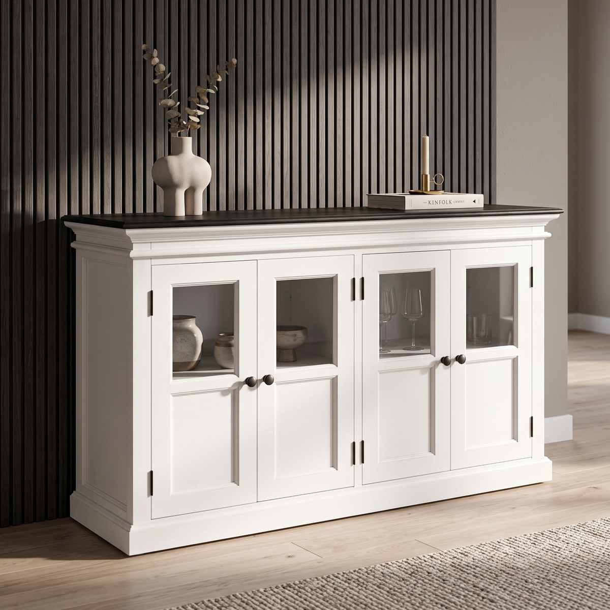 Halifax Contrast Buffet with 4 Glass Doors 57''