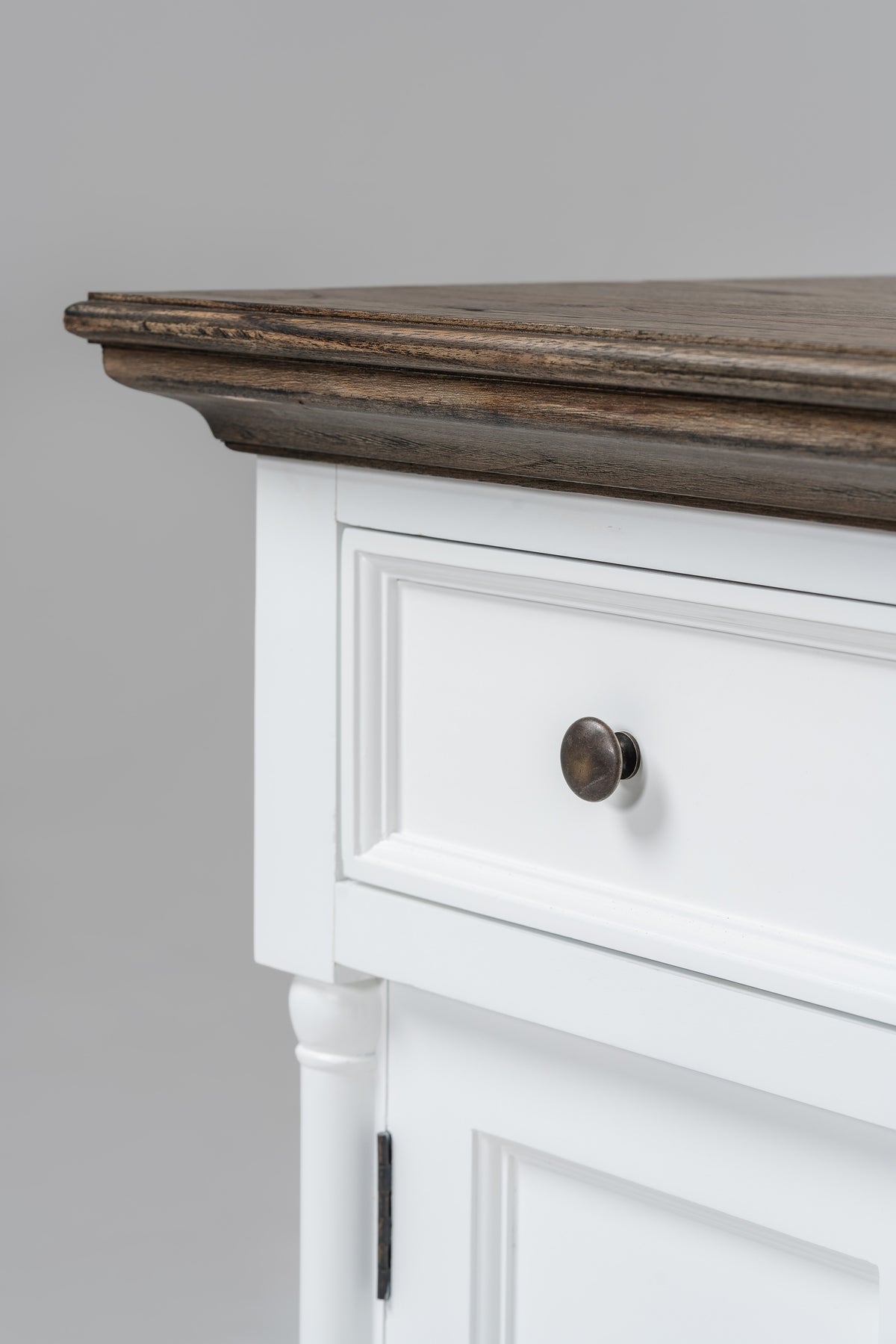 NovaSolo Corfu Provincial Buffet with 5 Doors, Classic White & Dark Brown, close-up detail