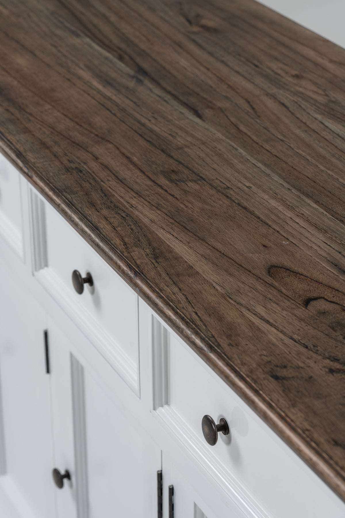 NovaSolo Corfu Provincial Buffet with 5 Doors, Classic White & Dark Brown, close-up detail