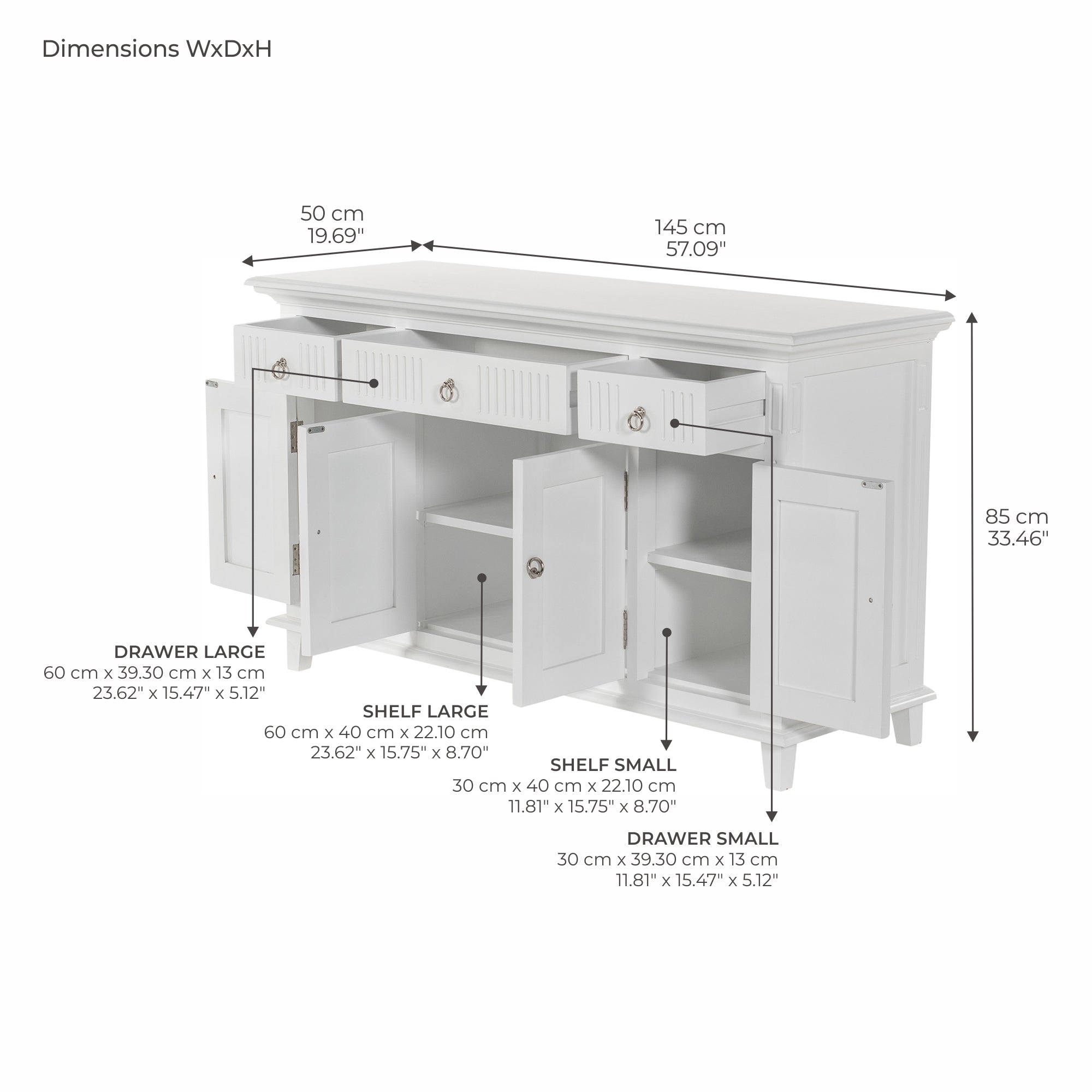 Skansen Buffet with 4 Doors 3 Drawers
