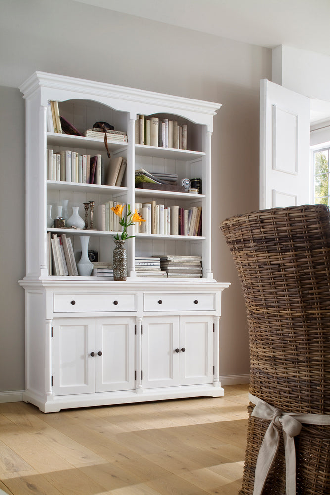 Provence Buffet and Open Hutch Cabinet - White