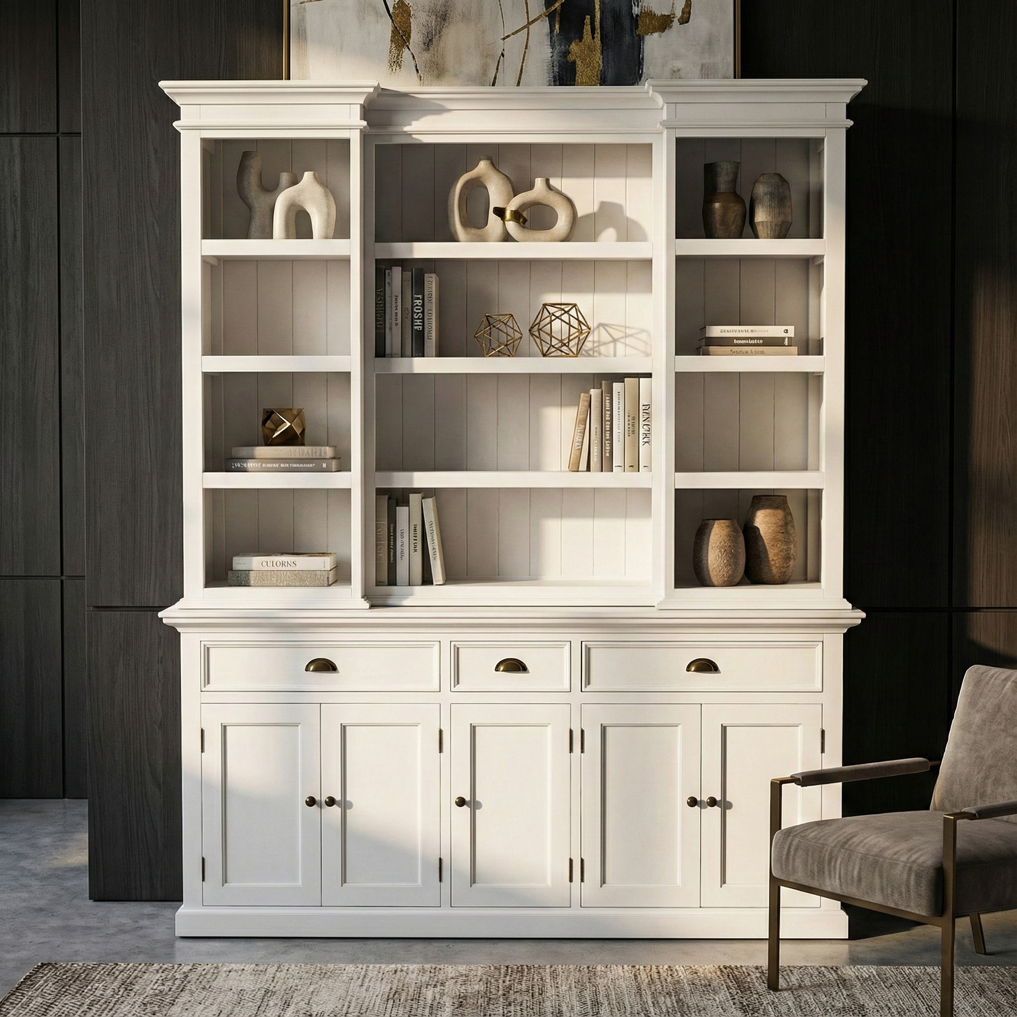 Halifax Hutch Cabinet with 5 Doors 3 Drawers