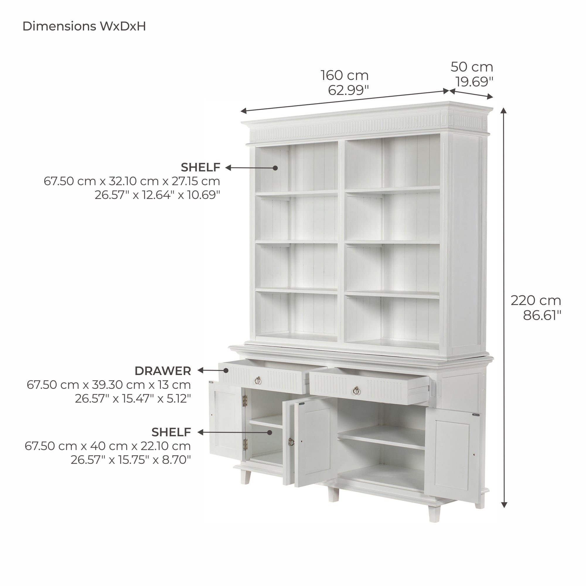 Skansen Hutch Bookcase Unit 63''