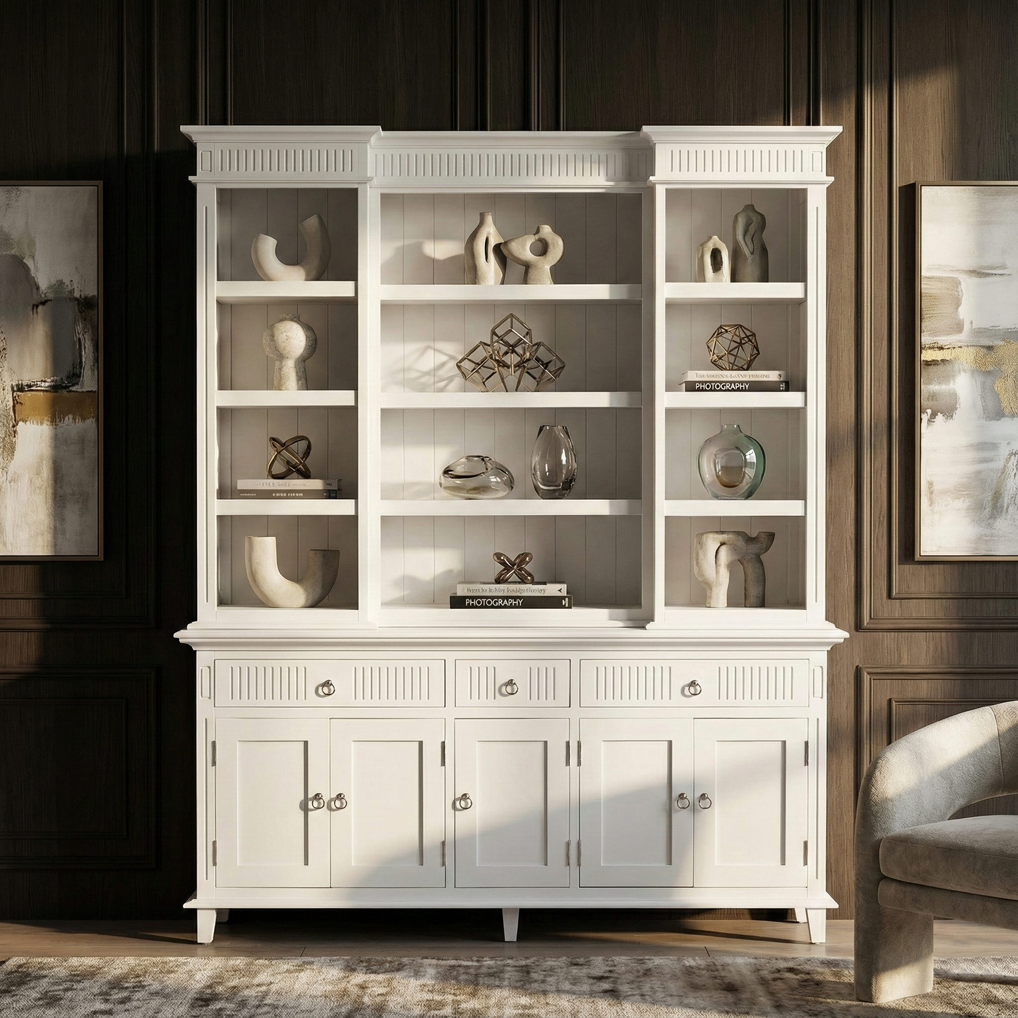 Skansen Hutch Cabinet with 5 Doors 3 Drawers