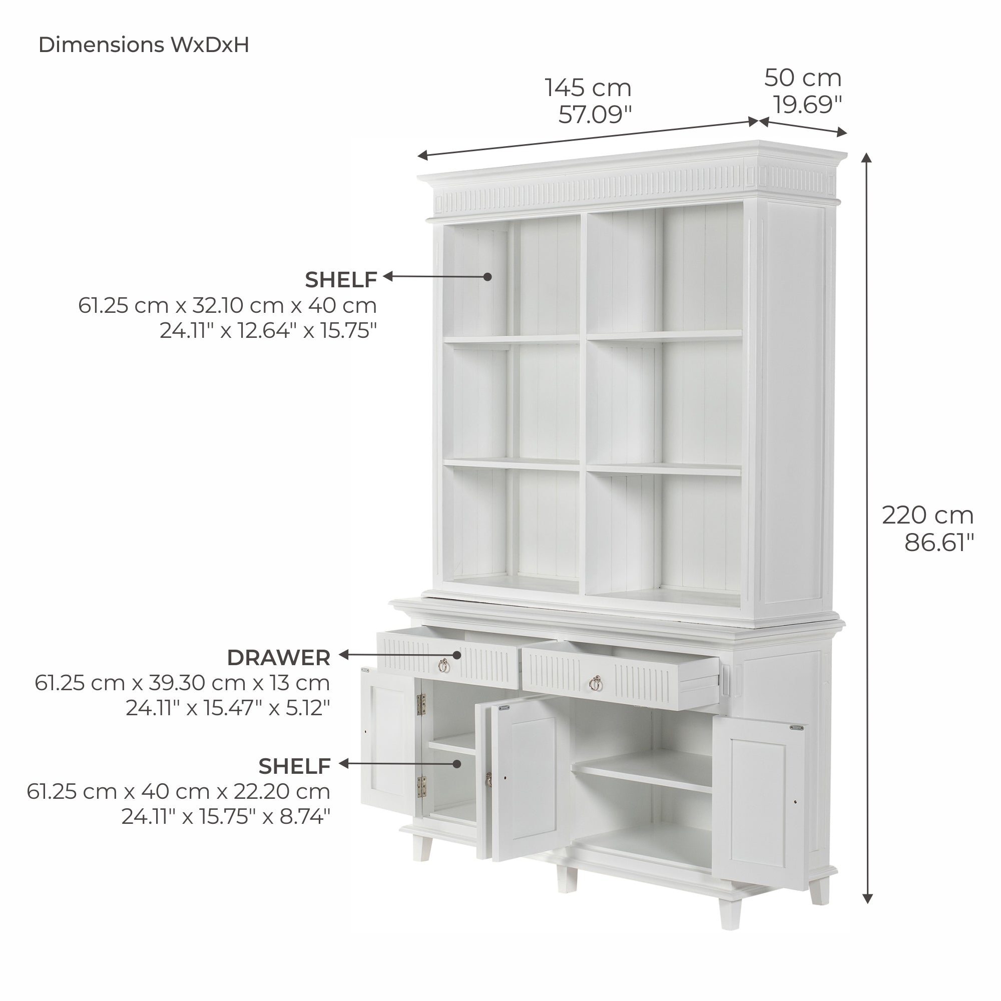 Skansen Hutch Unit with 6 Shelves