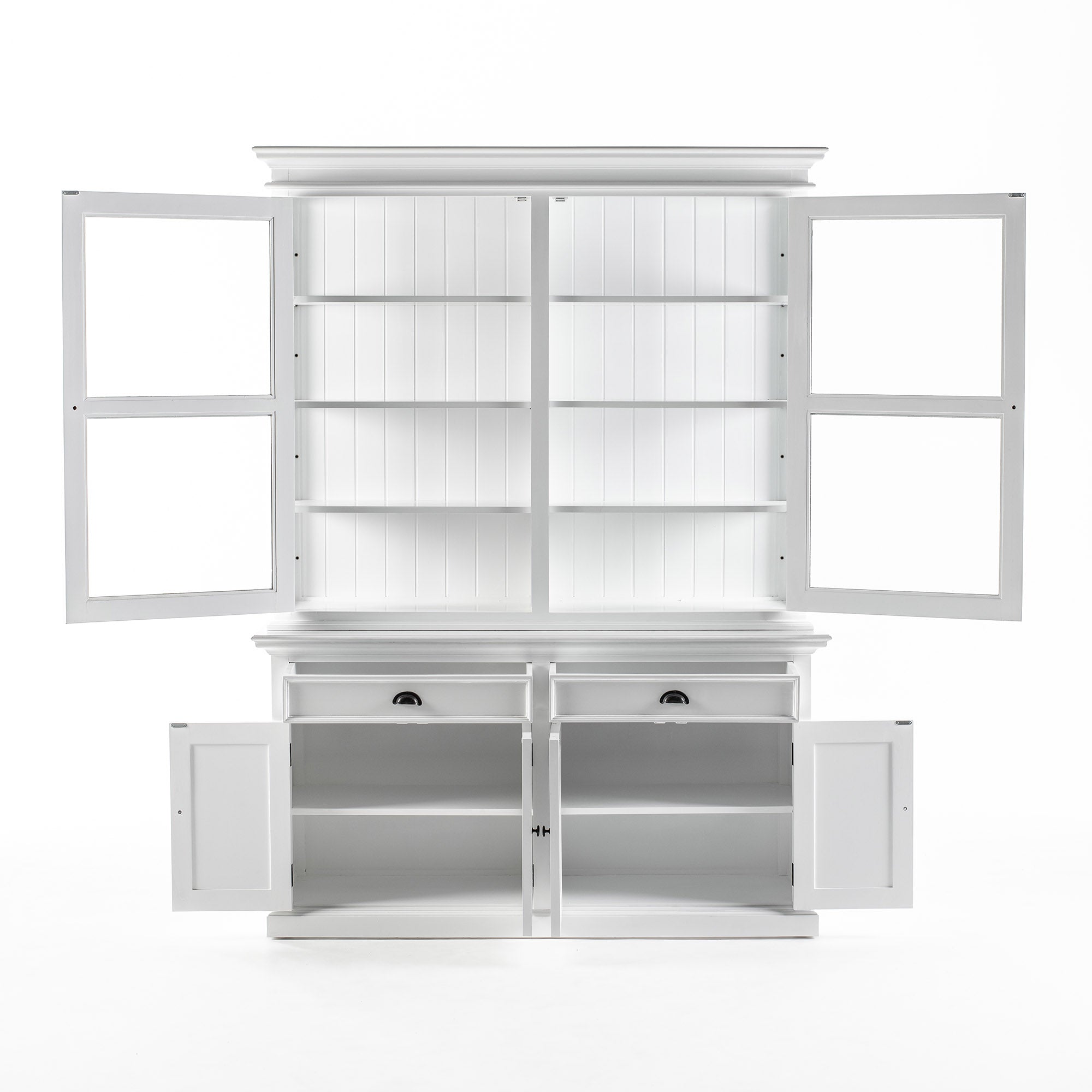 Halifax Glass-Display Hutch Cabinet with Adjustable Shelves