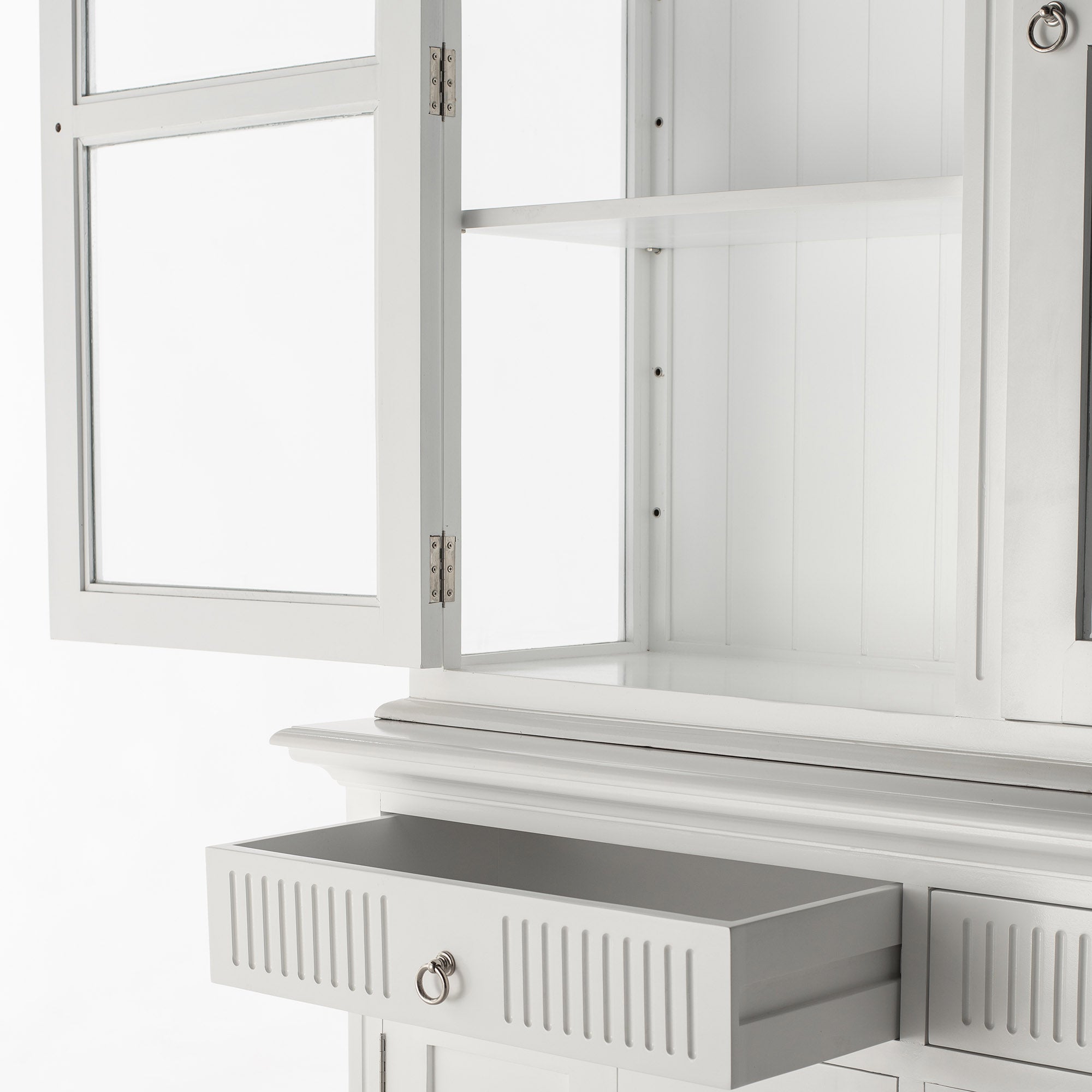 Skansen Glass-Display Hutch Cabinet with Adjustable Shelves 58''