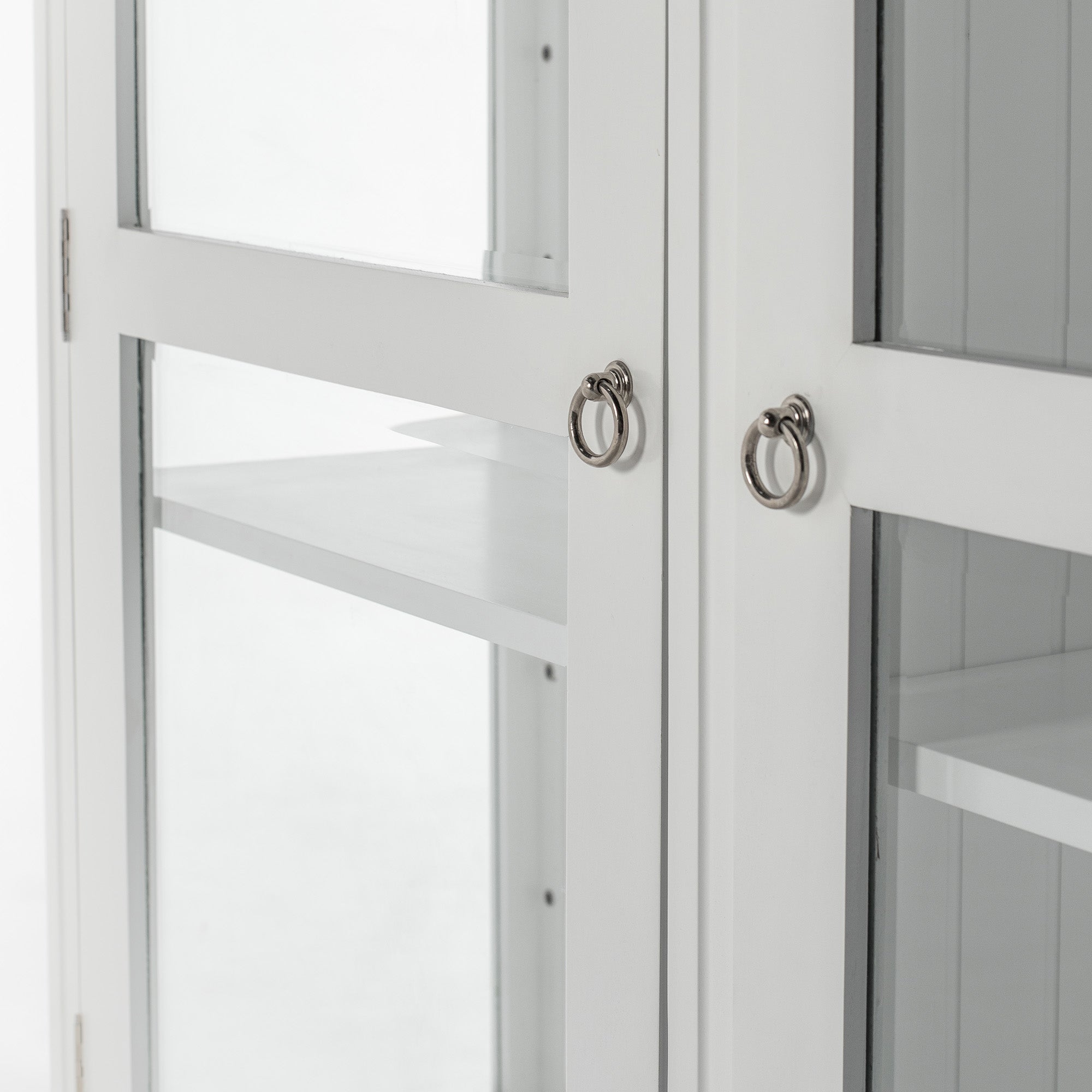 Skansen Glass-Display Hutch Cabinet with Adjustable Shelves 58''