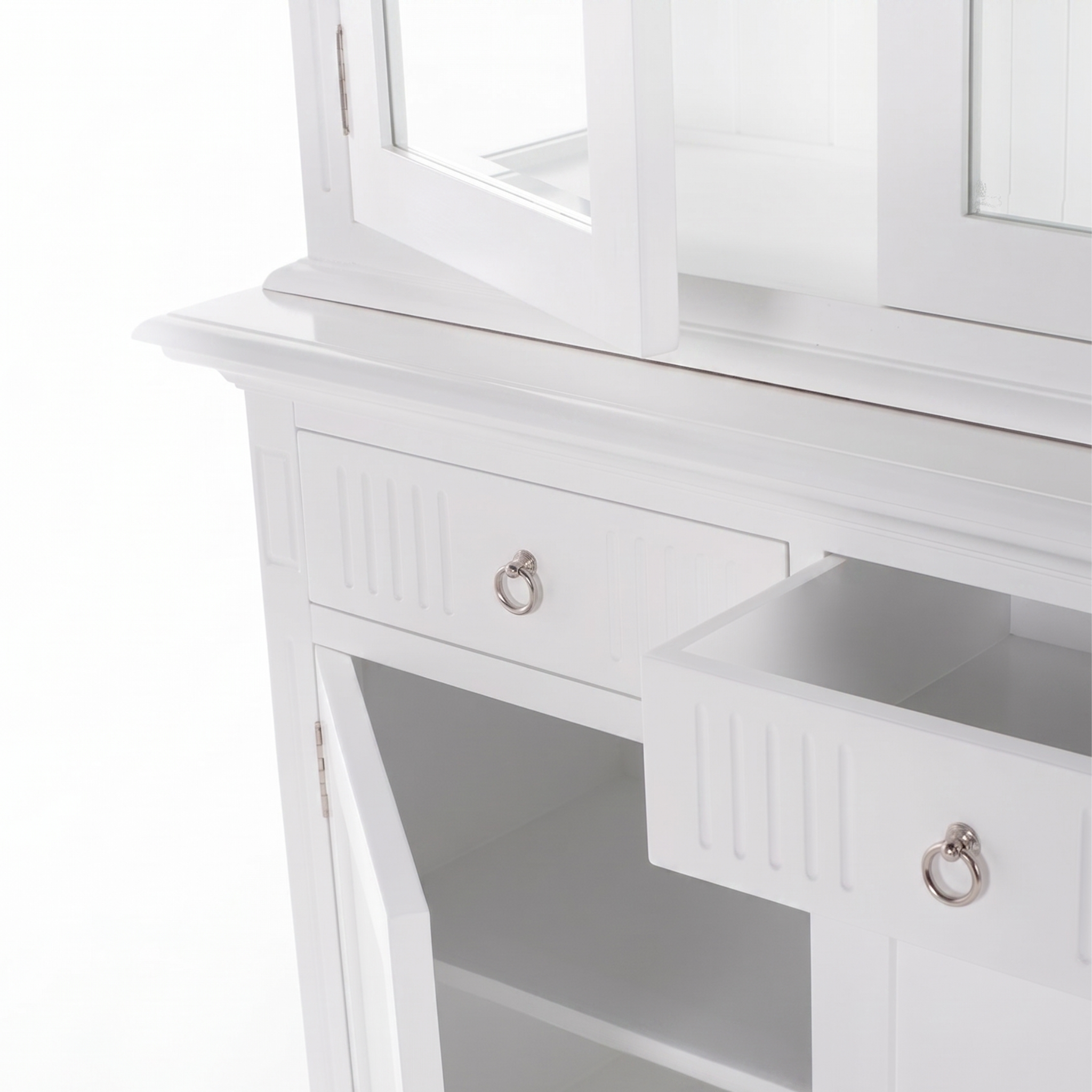 Skansen Glass-Display Hutch Unit with 4 Doors and 2 Drawers 43''