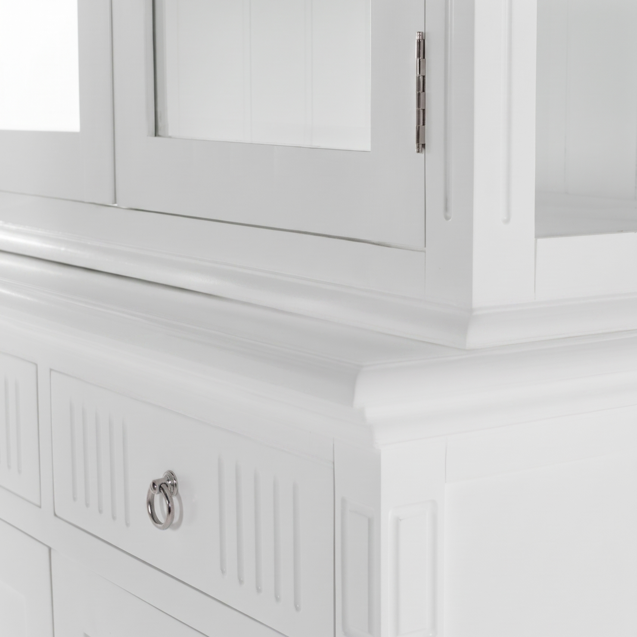 Skansen Glass-Display Hutch Unit with 4 Doors and 2 Drawers 43''